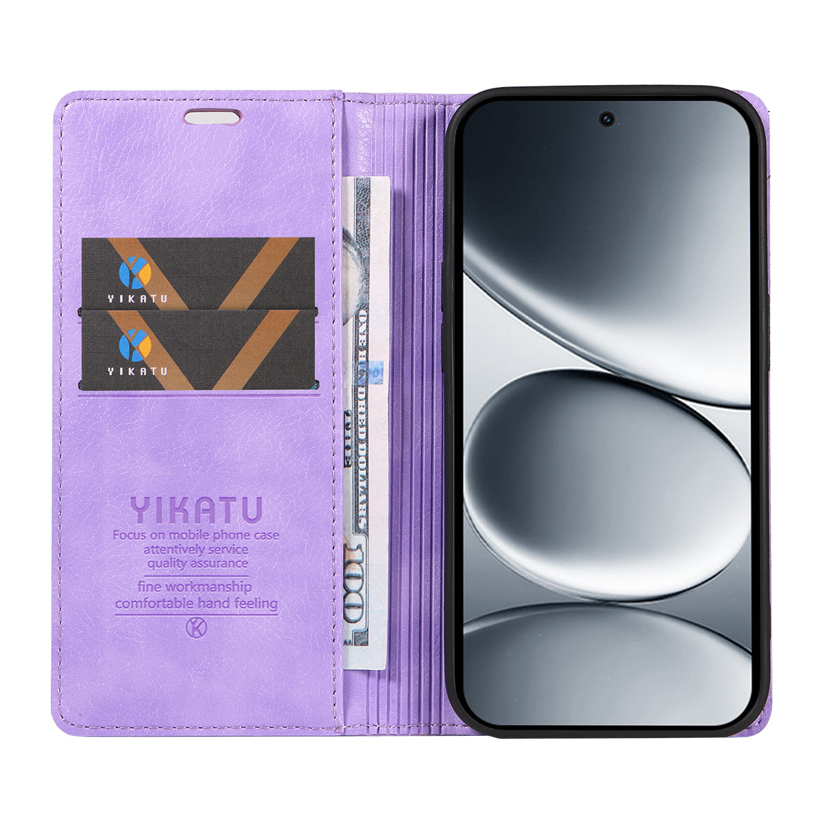 For Xiaomi Redmi Note 15 Pro 5G (Global) Wallet Case YIKATU YK-006 Magnetic Closure Leather Phone Cover Litchi Texture - Purple
