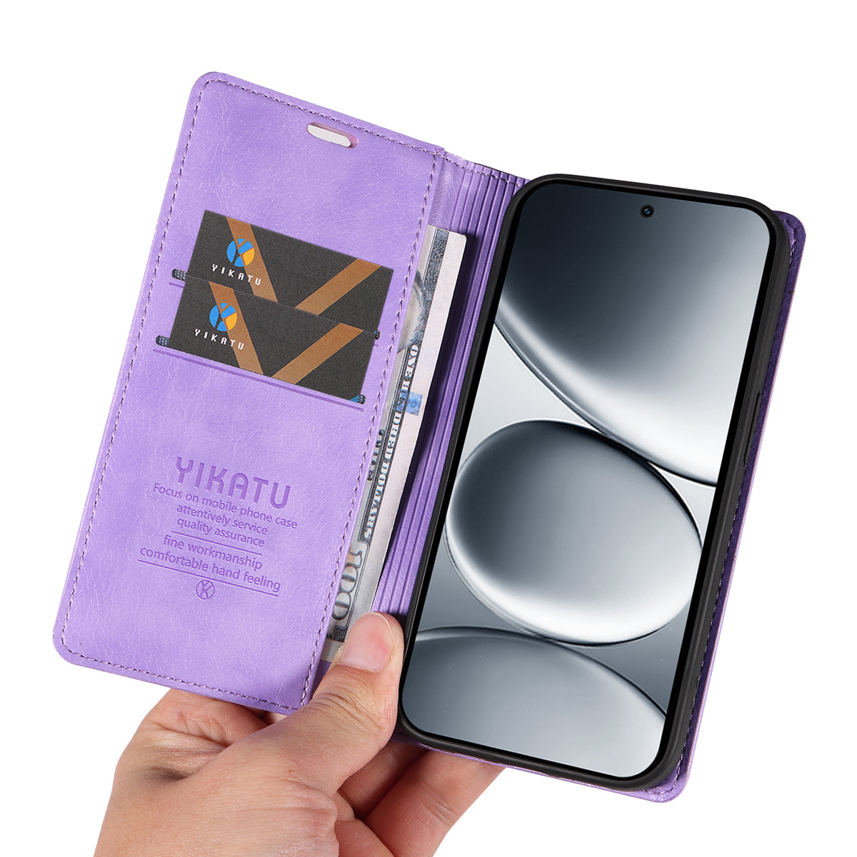 For Xiaomi Redmi Note 15 Pro 5G (Global) Wallet Case YIKATU YK-006 Magnetic Closure Leather Phone Cover Litchi Texture - Purple
