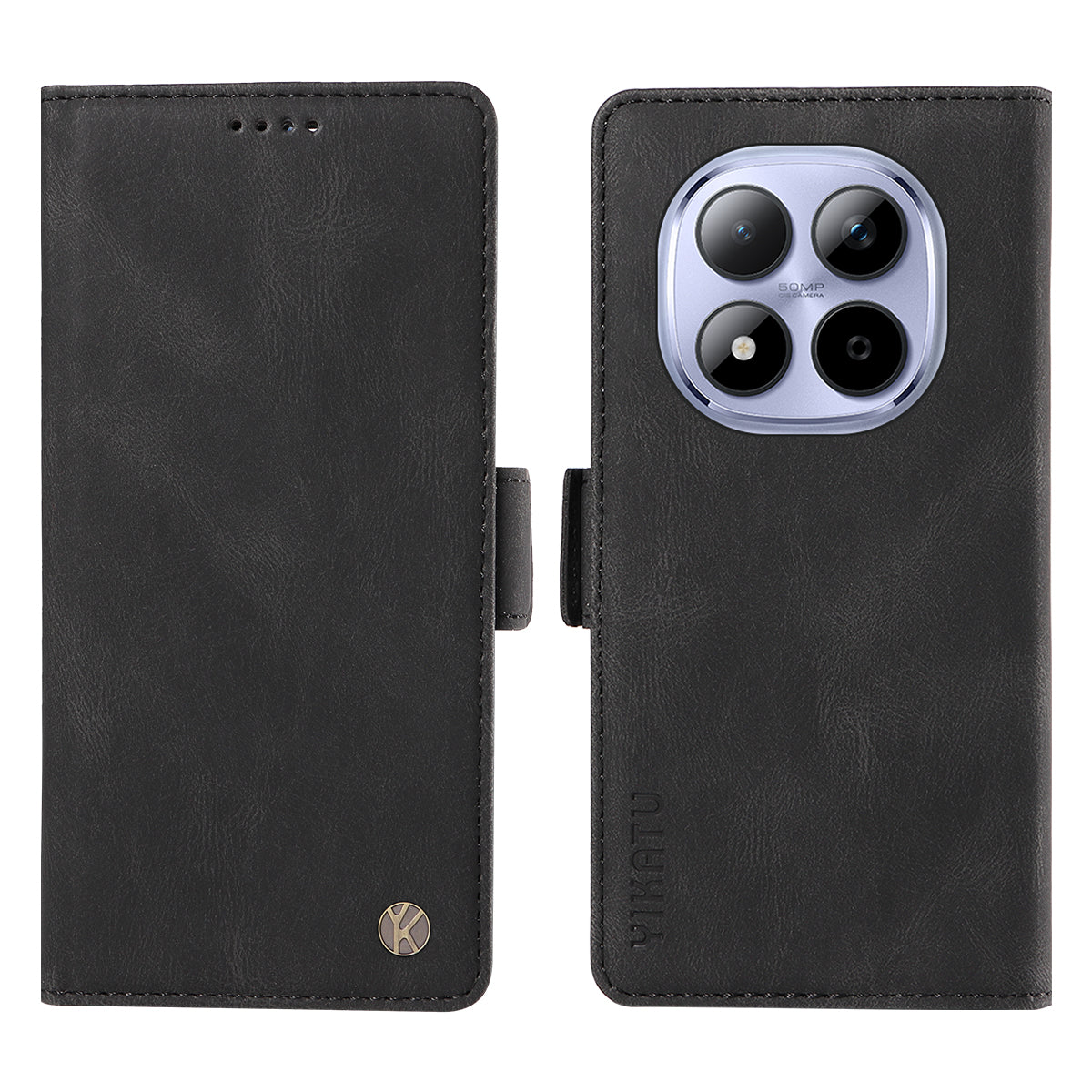 For Xiaomi Redmi Note 15 Pro 5G (Global) Leather Case YIKATU YK-005 Skin-touch Feeling Wallet Phone Cover - Black