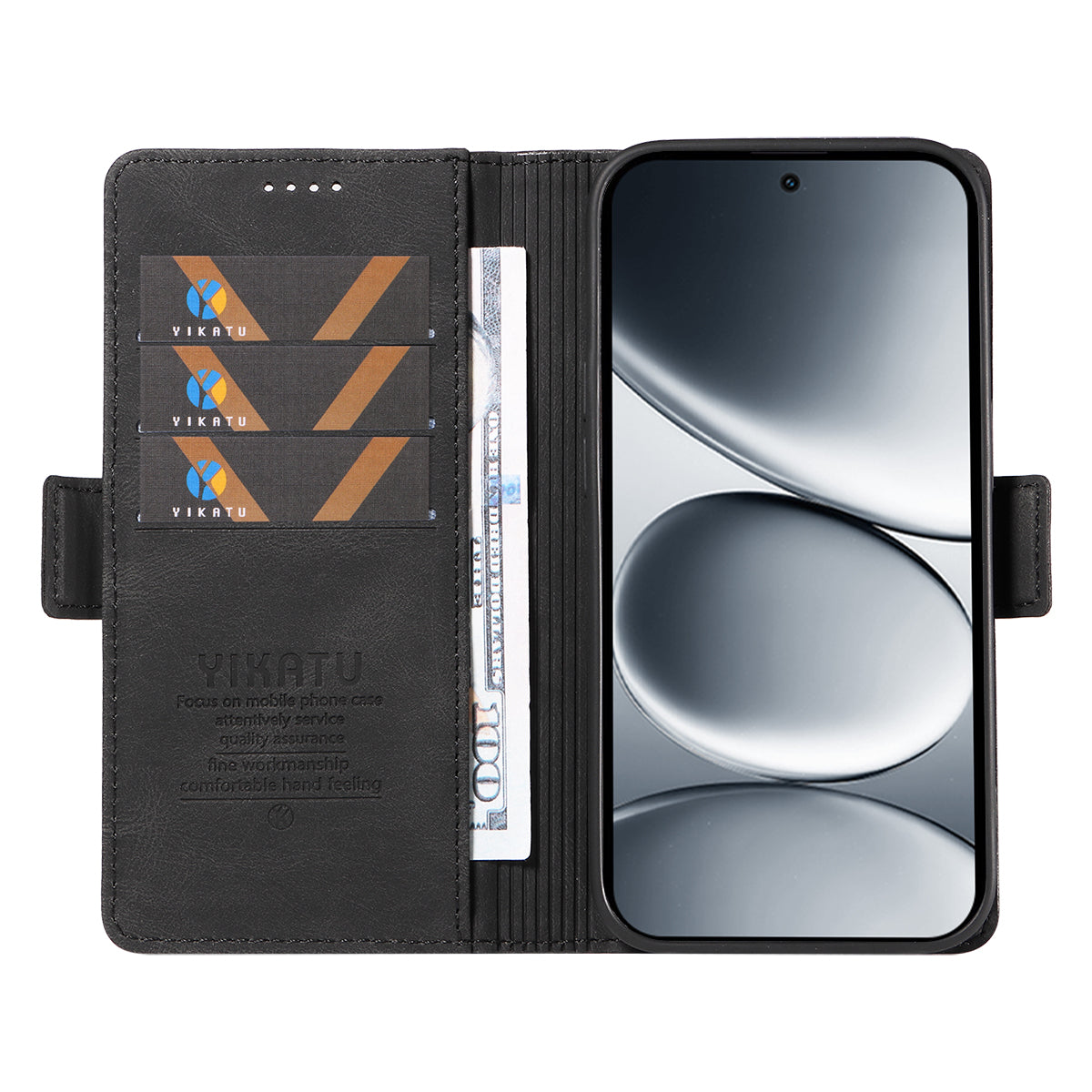 For Xiaomi Redmi Note 15 Pro 5G (Global) Leather Case YIKATU YK-005 Skin-touch Feeling Wallet Phone Cover - Black