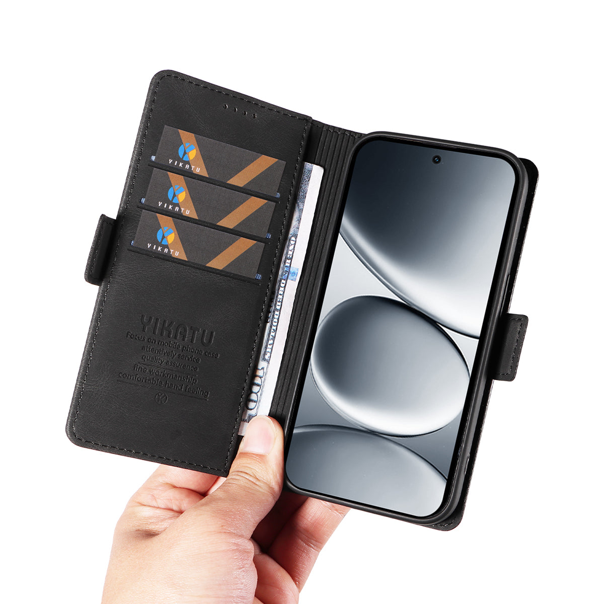 For Xiaomi Redmi Note 15 Pro 5G (Global) Leather Case YIKATU YK-005 Skin-touch Feeling Wallet Phone Cover - Black