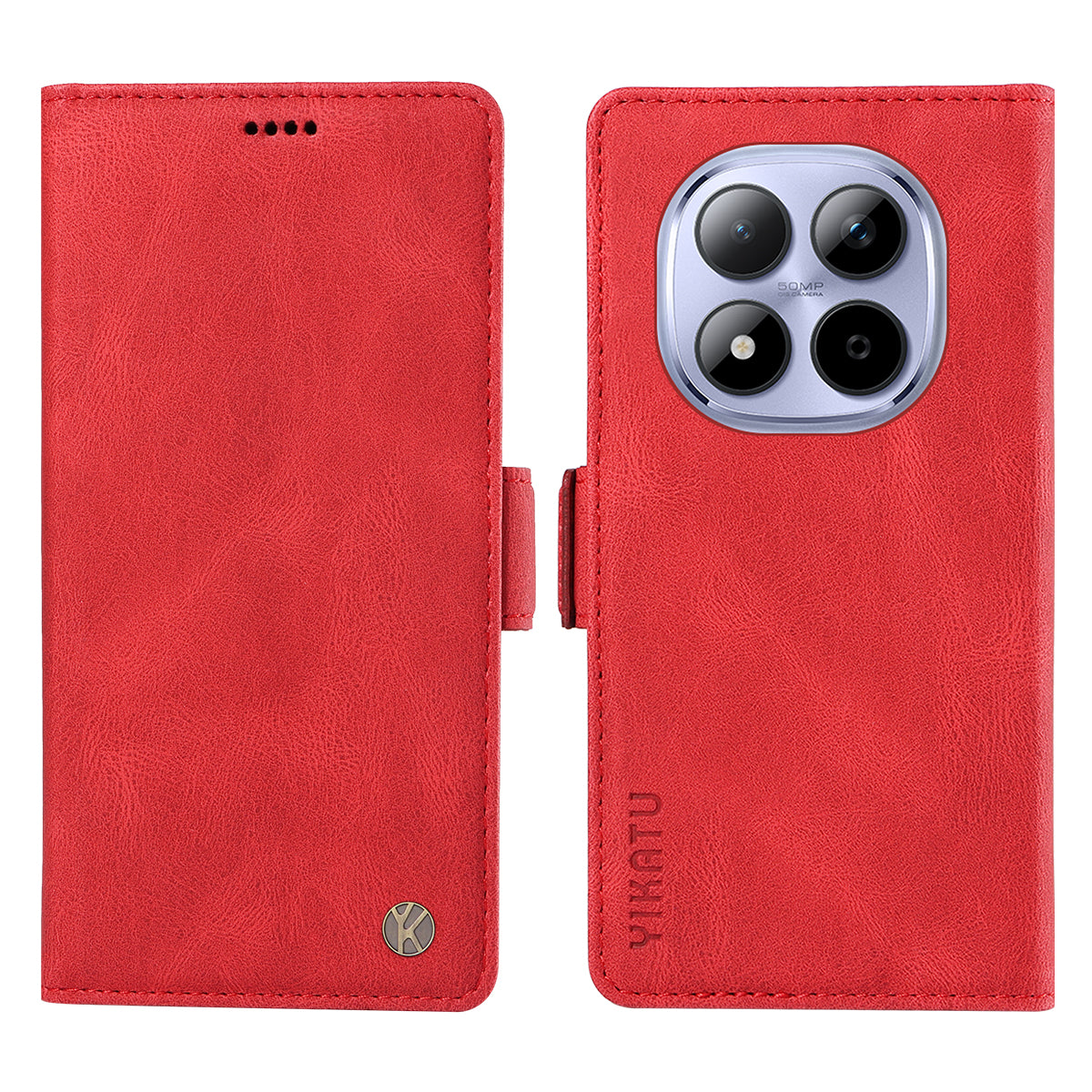 For Xiaomi Redmi Note 15 Pro 5G (Global) Leather Case YIKATU YK-005 Skin-touch Feeling Wallet Phone Cover - Red