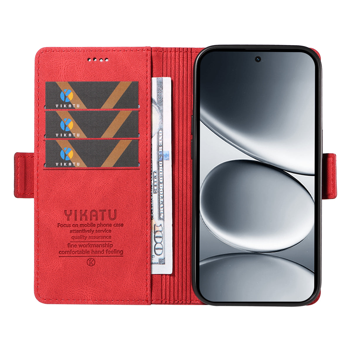 For Xiaomi Redmi Note 15 Pro 5G (Global) Leather Case YIKATU YK-005 Skin-touch Feeling Wallet Phone Cover - Red