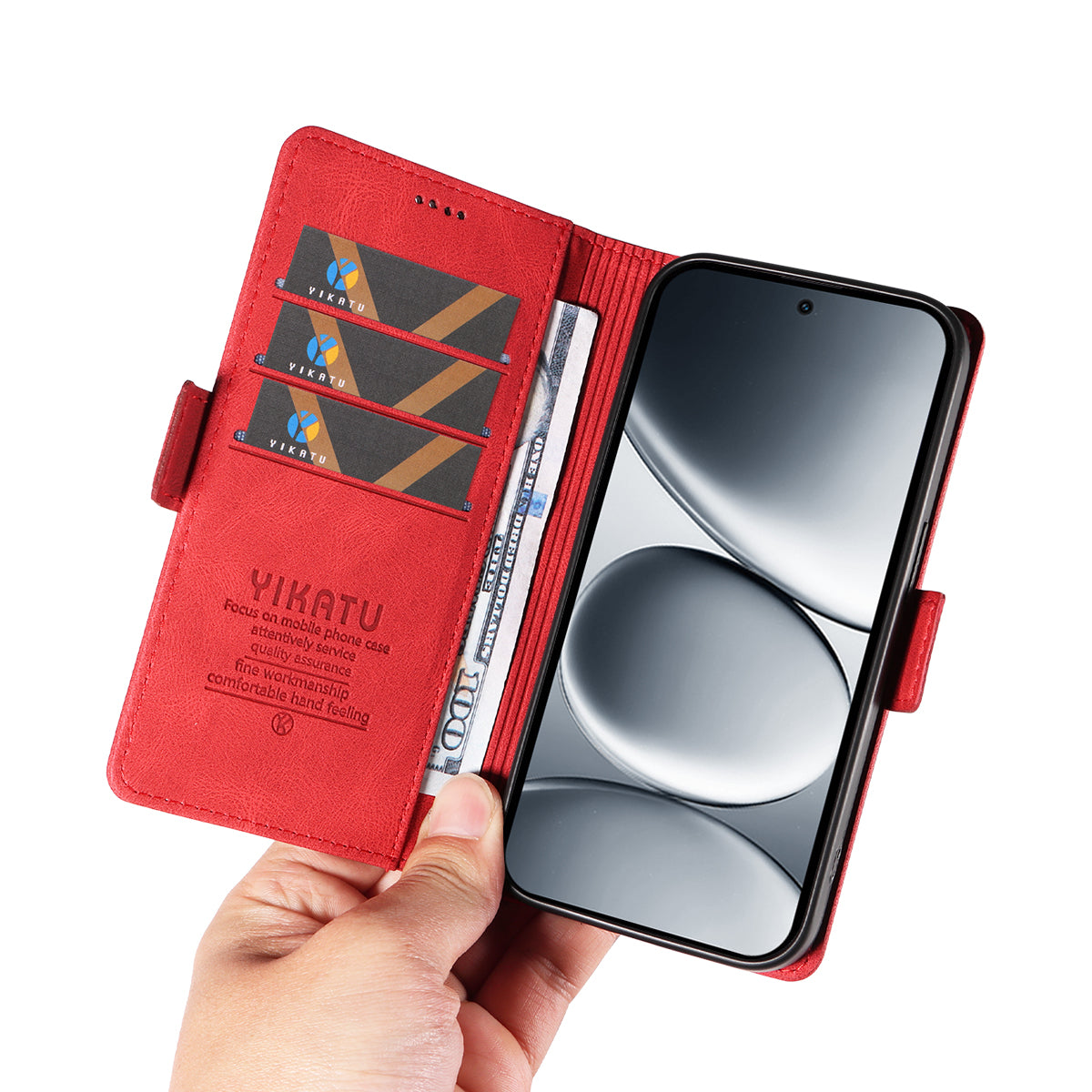 For Xiaomi Redmi Note 15 Pro 5G (Global) Leather Case YIKATU YK-005 Skin-touch Feeling Wallet Phone Cover - Red