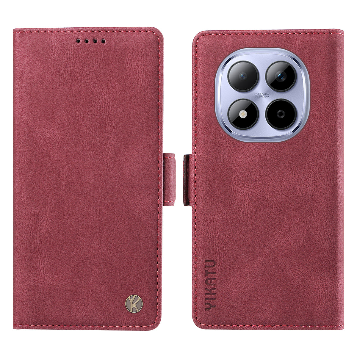 For Xiaomi Redmi Note 15 Pro 5G (Global) Leather Case YIKATU YK-005 Skin-touch Feeling Wallet Phone Cover - Wine Red