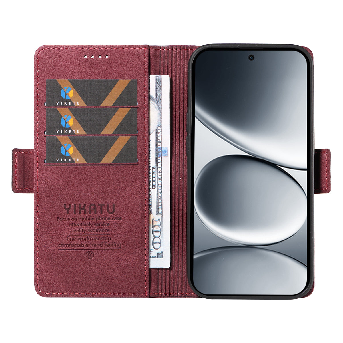 For Xiaomi Redmi Note 15 Pro 5G (Global) Leather Case YIKATU YK-005 Skin-touch Feeling Wallet Phone Cover - Wine Red