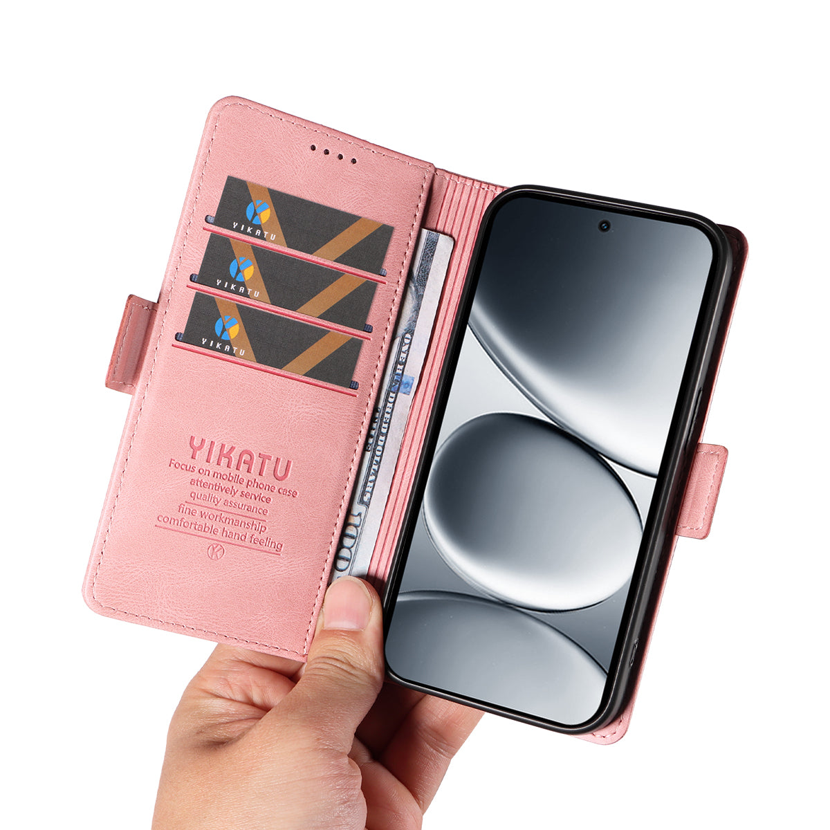 For Xiaomi Redmi Note 15 Pro 5G (Global) Leather Case YIKATU YK-005 Skin-touch Feeling Wallet Phone Cover - Pink
