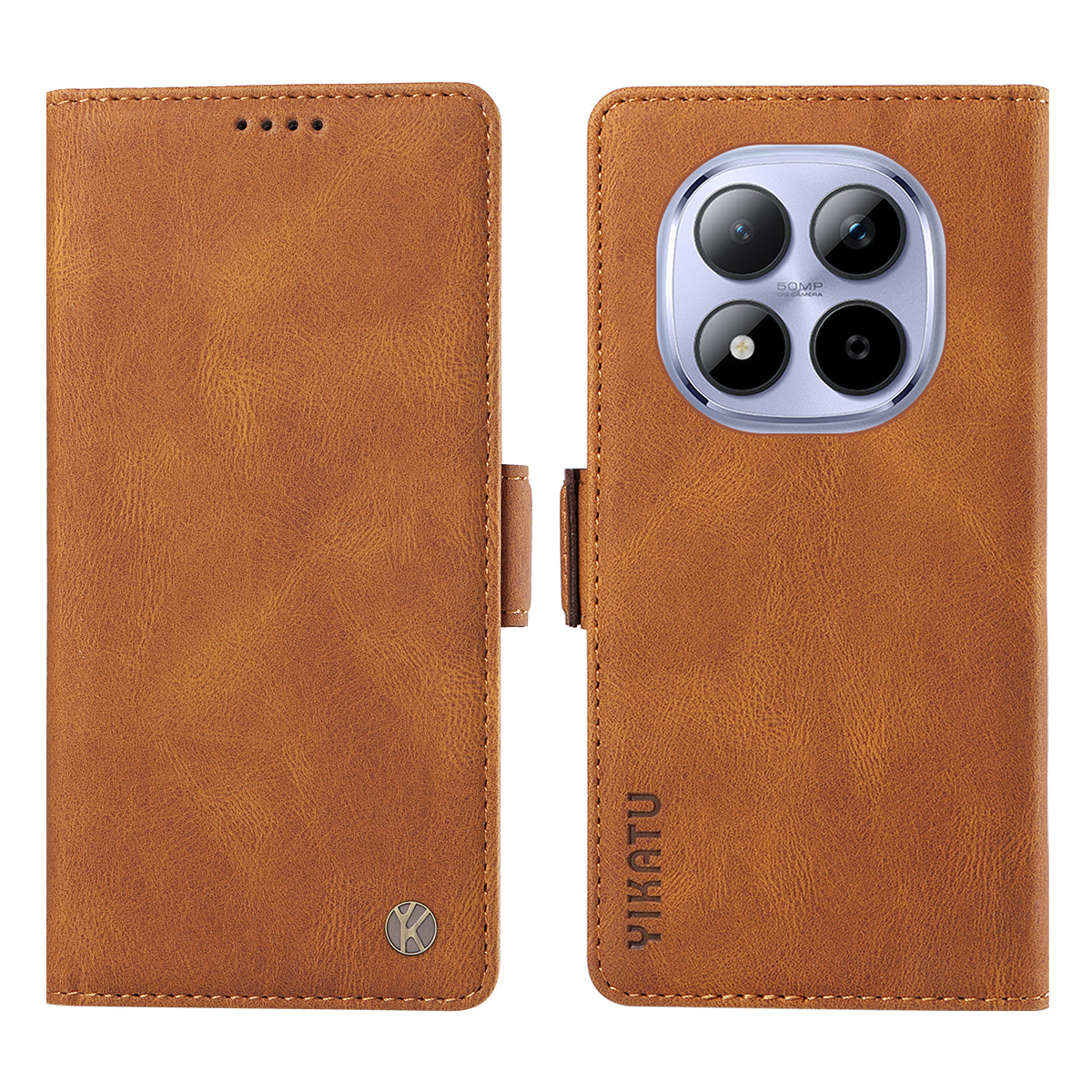 For Xiaomi Redmi Note 15 Pro 5G (Global) Leather Case YIKATU YK-005 Skin-touch Feeling Wallet Phone Cover - Brown