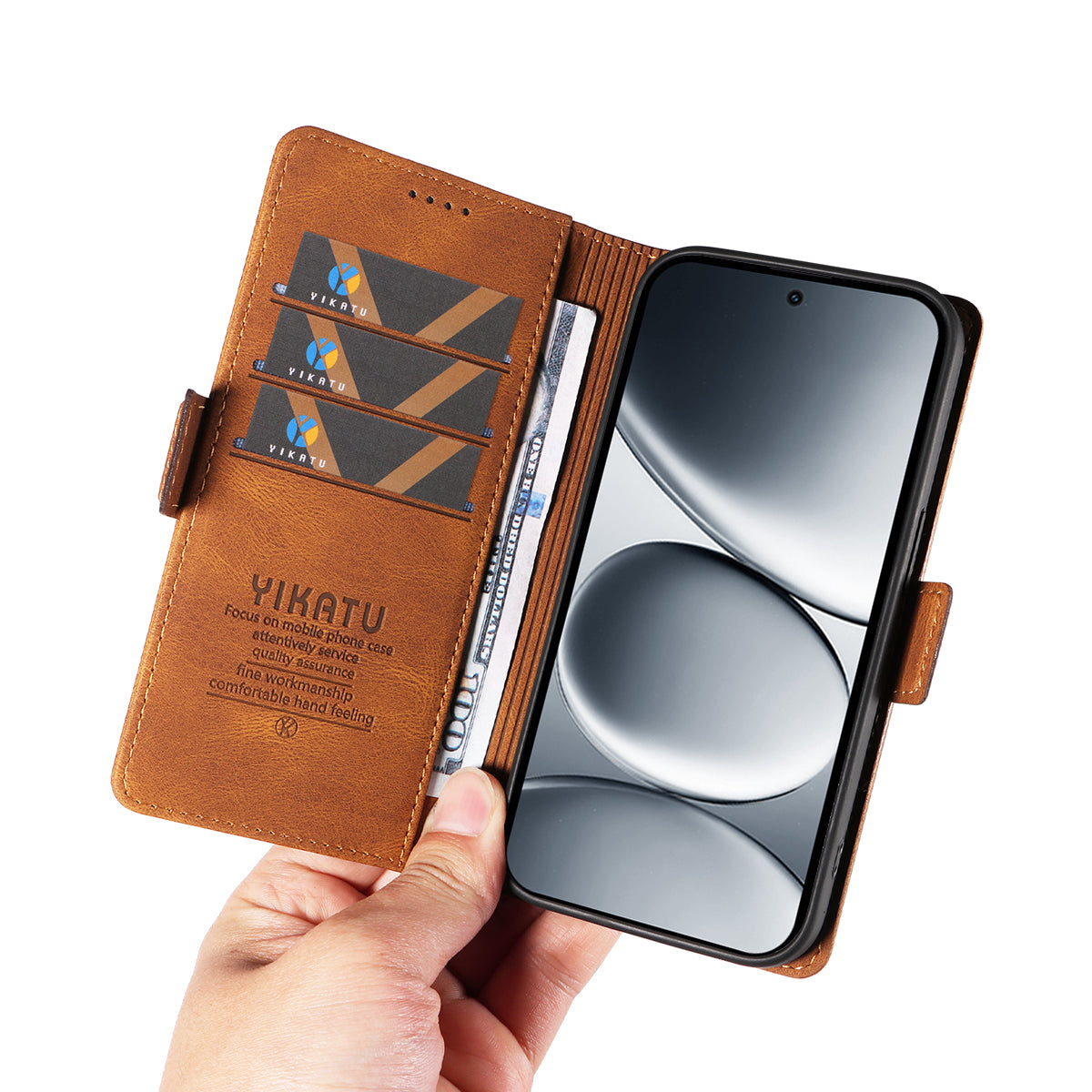 For Xiaomi Redmi Note 15 Pro 5G (Global) Leather Case YIKATU YK-005 Skin-touch Feeling Wallet Phone Cover - Brown