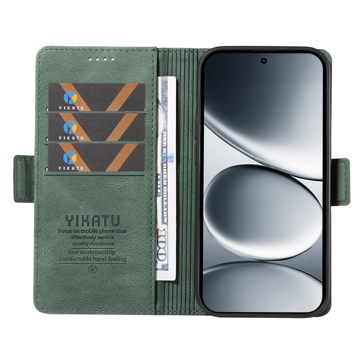 For Xiaomi Redmi Note 15 Pro 5G (Global) Leather Case YIKATU YK-005 Skin-touch Feeling Wallet Phone Cover - Green