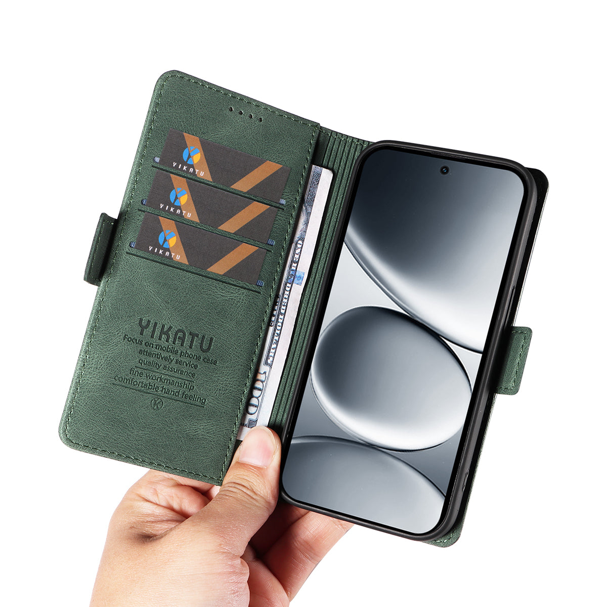 For Xiaomi Redmi Note 15 Pro 5G (Global) Leather Case YIKATU YK-005 Skin-touch Feeling Wallet Phone Cover - Green