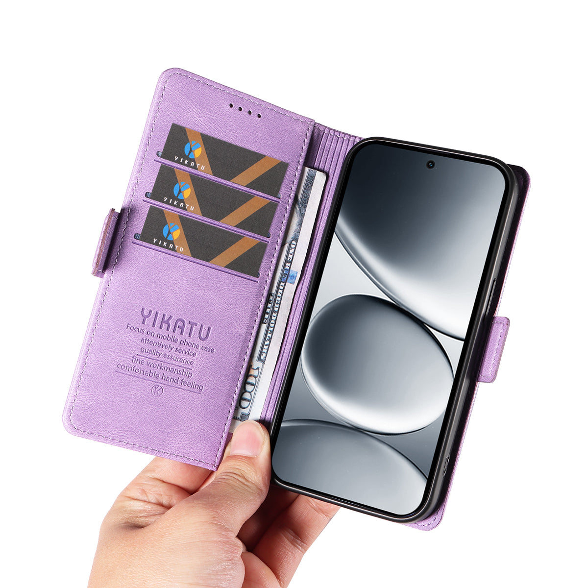 For Xiaomi Redmi Note 15 Pro 5G (Global) Leather Case YIKATU YK-005 Skin-touch Feeling Wallet Phone Cover - Purple