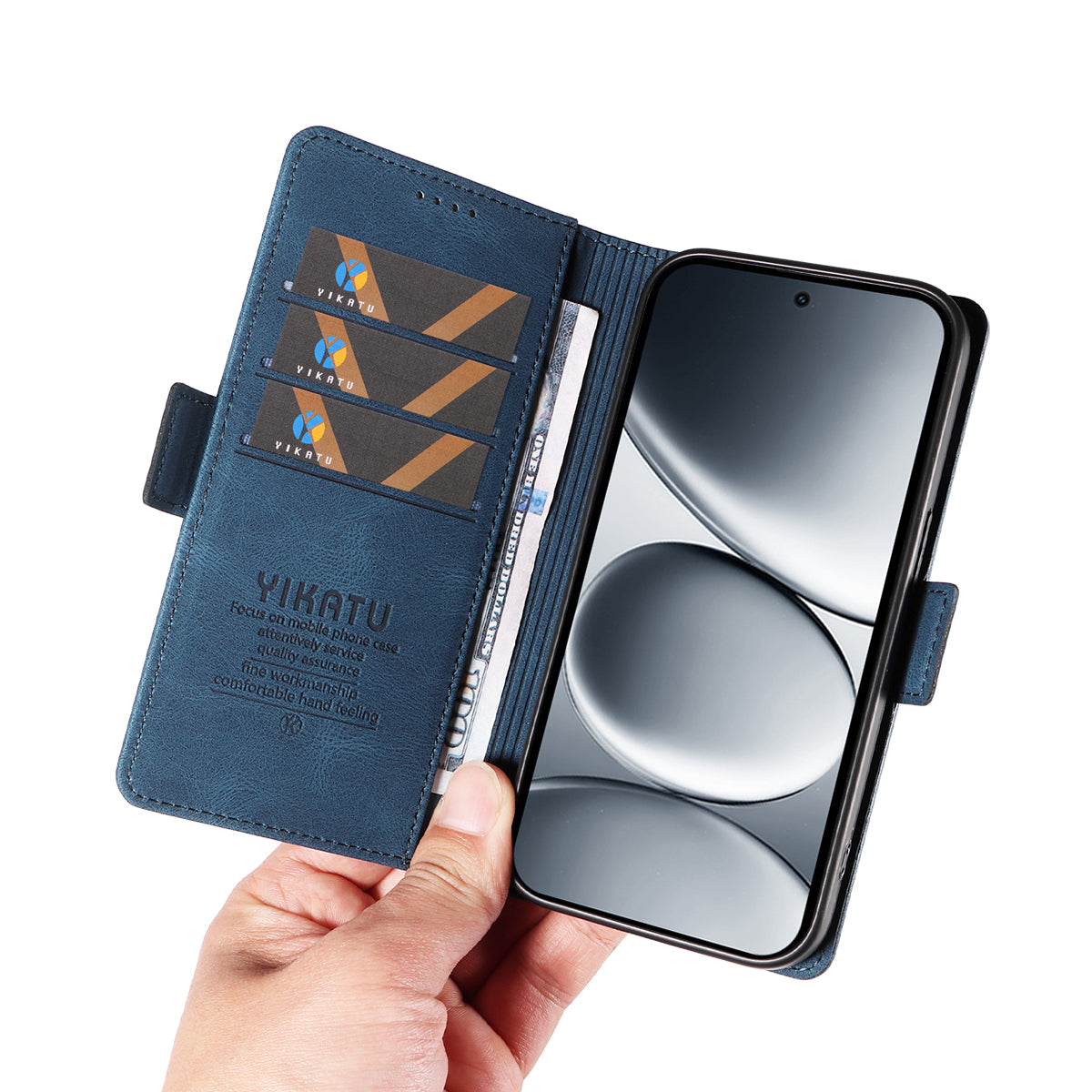 For Xiaomi Redmi Note 15 Pro 5G (Global) Leather Case YIKATU YK-005 Skin-touch Feeling Wallet Phone Cover - Blue