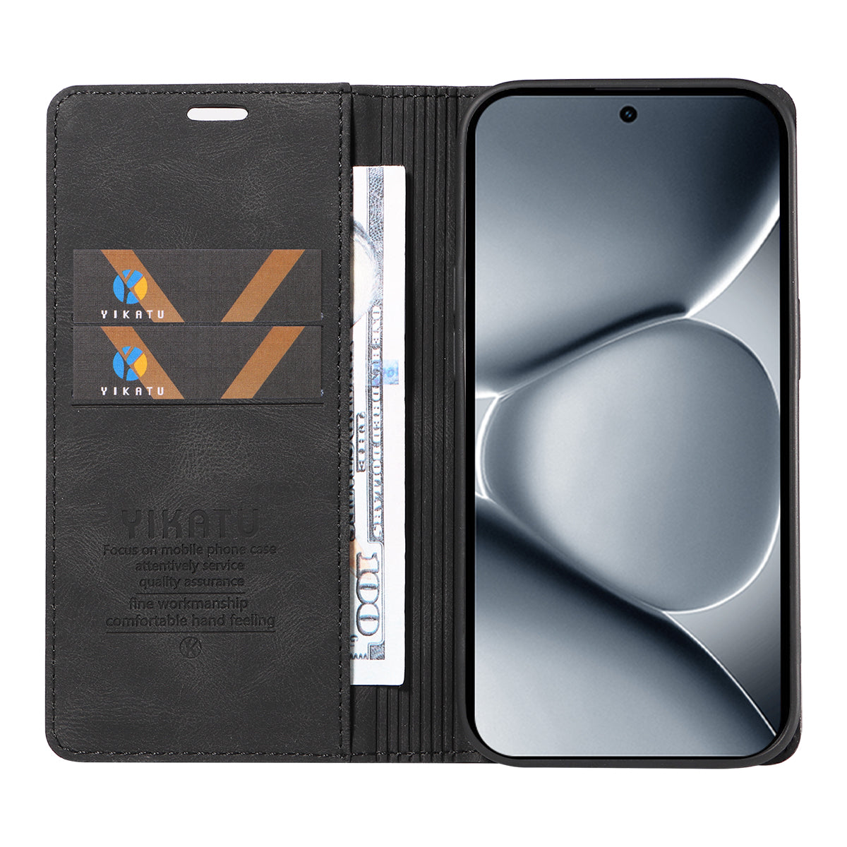 For Xiaomi Poco M8 Pro 5G / Redmi Note 15 Pro+ 5G (Global) Leather Cover YIKATU YK-004 Skin-Touch Wallet Phone Cases - Black