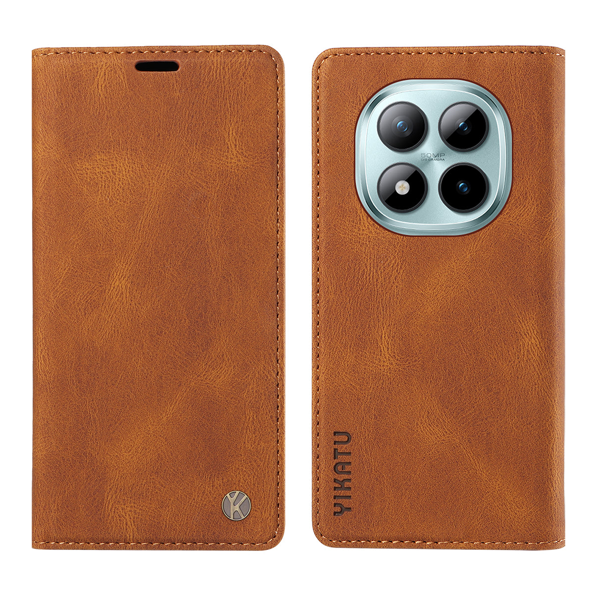 For Xiaomi Poco M8 Pro 5G / Redmi Note 15 Pro+ 5G (Global) Leather Cover YIKATU YK-004 Skin-Touch Wallet Phone Cases - Brown