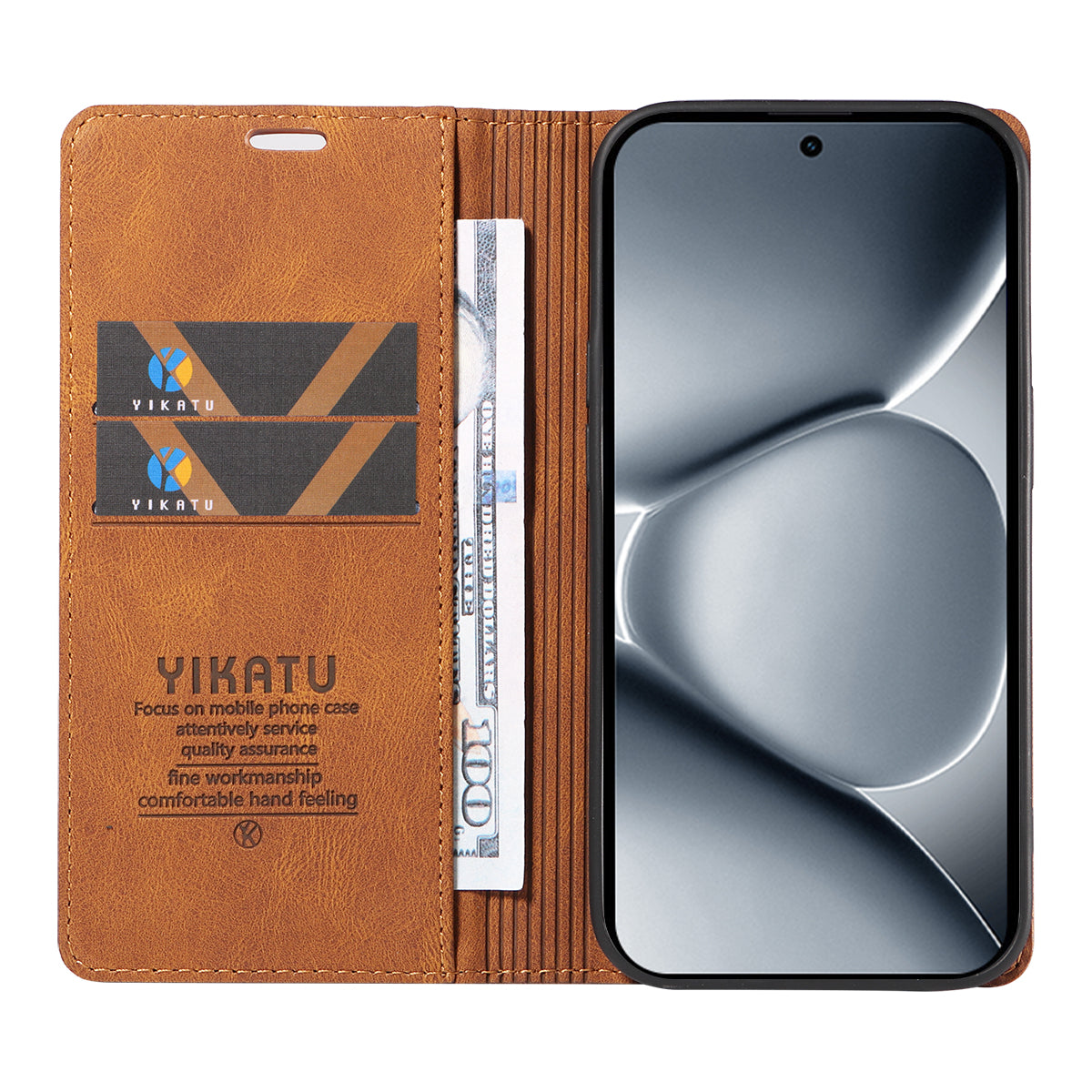 For Xiaomi Poco M8 Pro 5G / Redmi Note 15 Pro+ 5G (Global) Leather Cover YIKATU YK-004 Skin-Touch Wallet Phone Cases - Brown