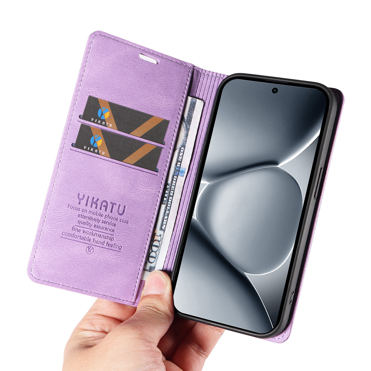 For Xiaomi Poco M8 Pro 5G / Redmi Note 15 Pro+ 5G (Global) Leather Cover YIKATU YK-004 Skin-Touch Wallet Phone Cases - Purple
