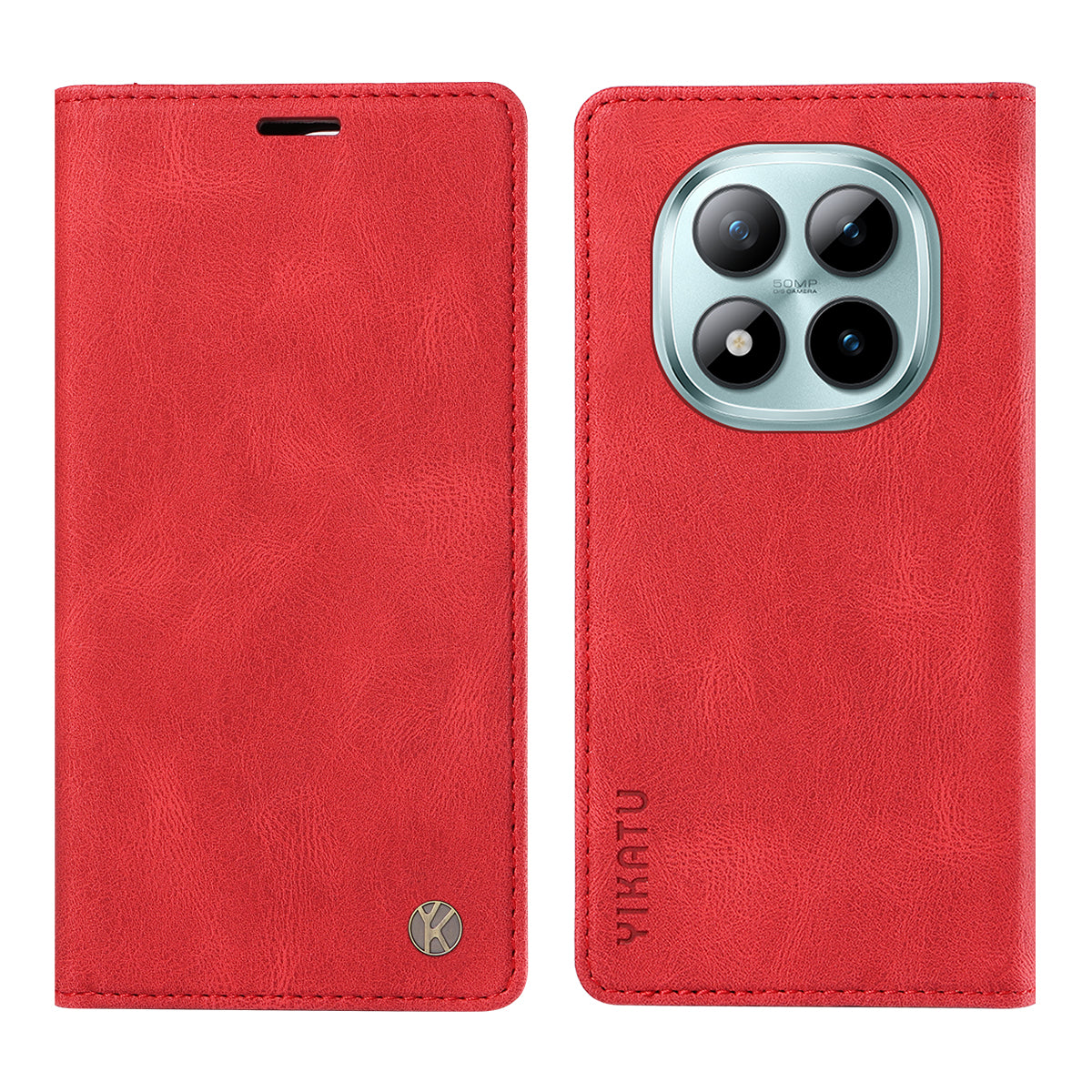 For Xiaomi Poco M8 Pro 5G / Redmi Note 15 Pro+ 5G (Global) Leather Cover YIKATU YK-004 Skin-Touch Wallet Phone Cases -  Red