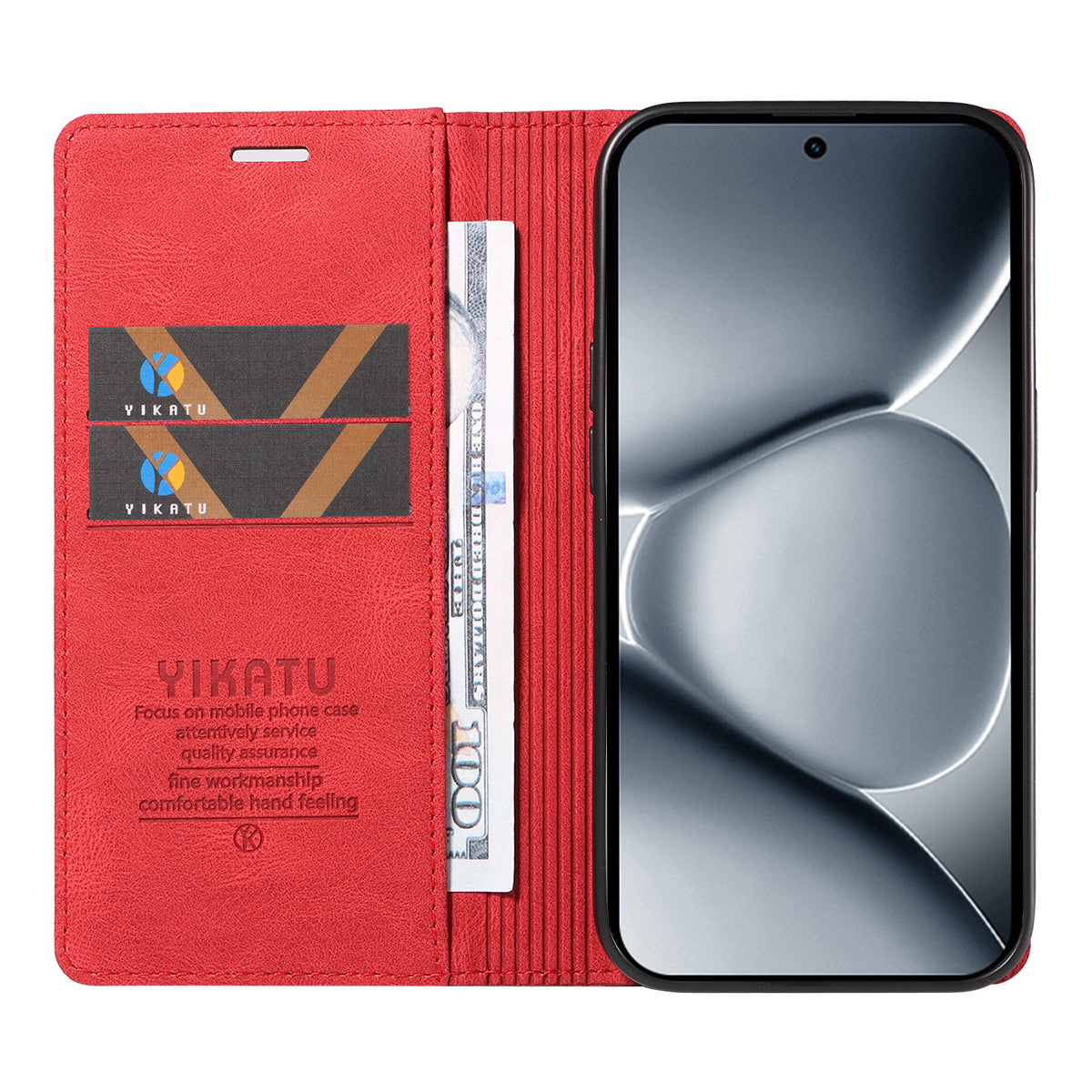 For Xiaomi Poco M8 Pro 5G / Redmi Note 15 Pro+ 5G (Global) Leather Cover YIKATU YK-004 Skin-Touch Wallet Phone Cases -  Red
