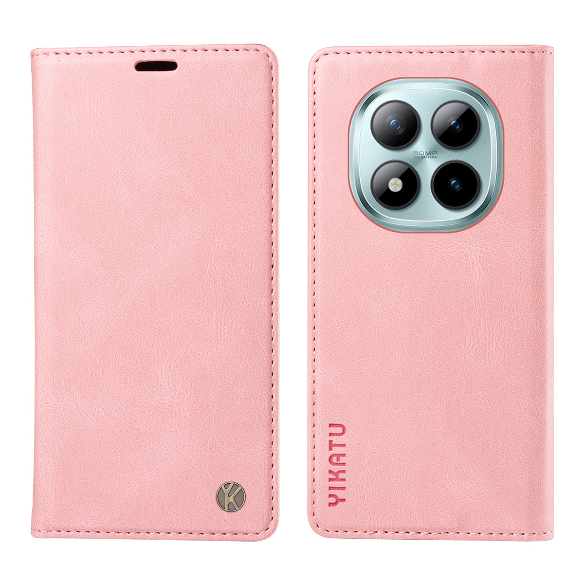For Xiaomi Poco M8 Pro 5G / Redmi Note 15 Pro+ 5G (Global) Leather Cover YIKATU YK-004 Skin-Touch Wallet Phone Cases - Pink