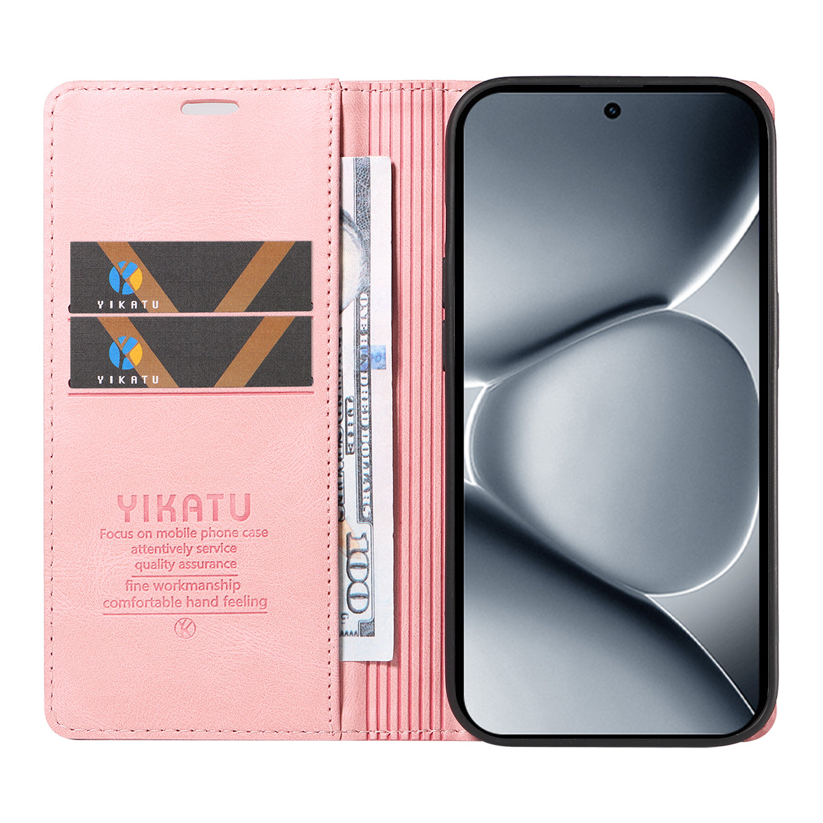 For Xiaomi Poco M8 Pro 5G / Redmi Note 15 Pro+ 5G (Global) Leather Cover YIKATU YK-004 Skin-Touch Wallet Phone Cases - Pink
