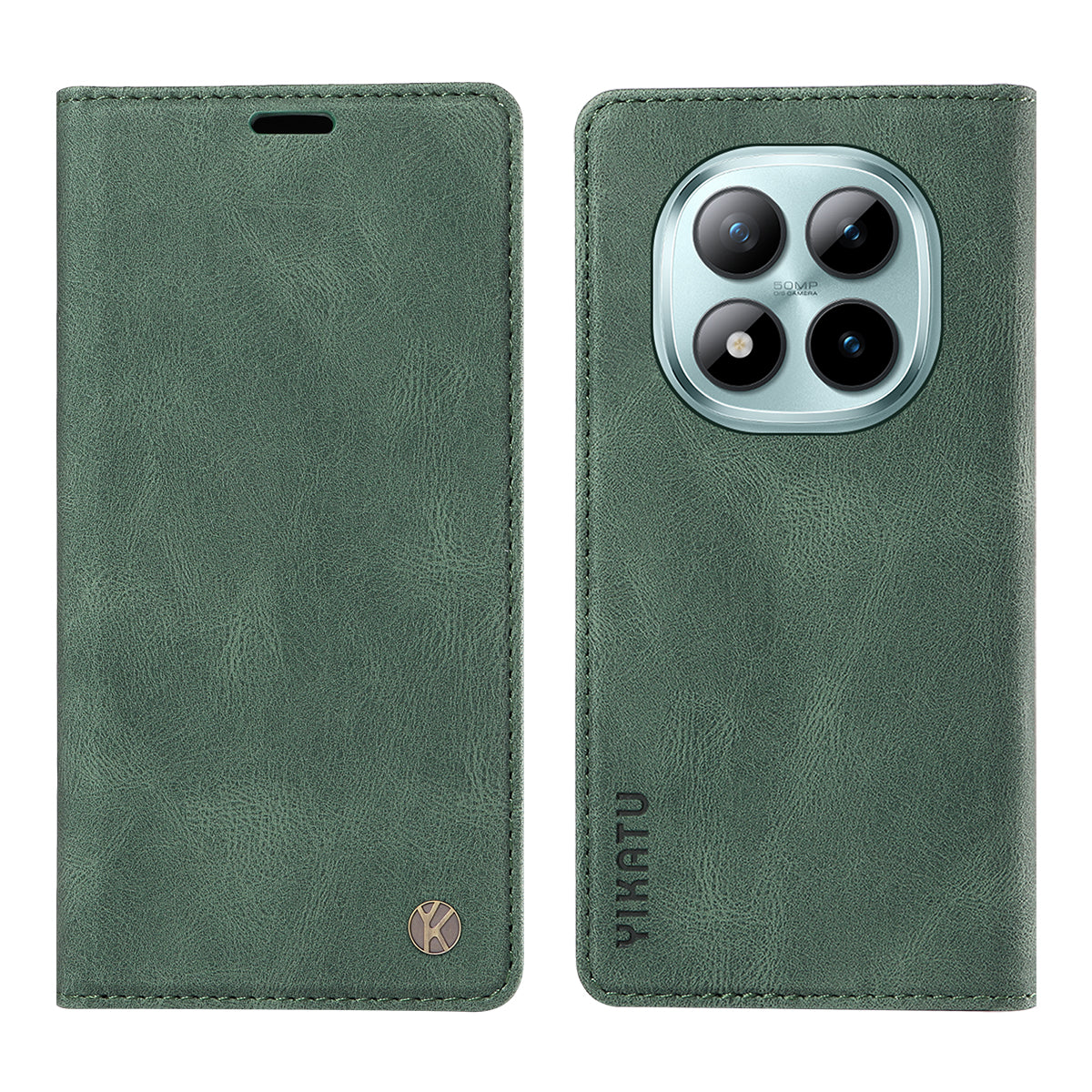 For Xiaomi Poco M8 Pro 5G / Redmi Note 15 Pro+ 5G (Global) Leather Cover YIKATU YK-004 Skin-Touch Wallet Phone Cases - Green