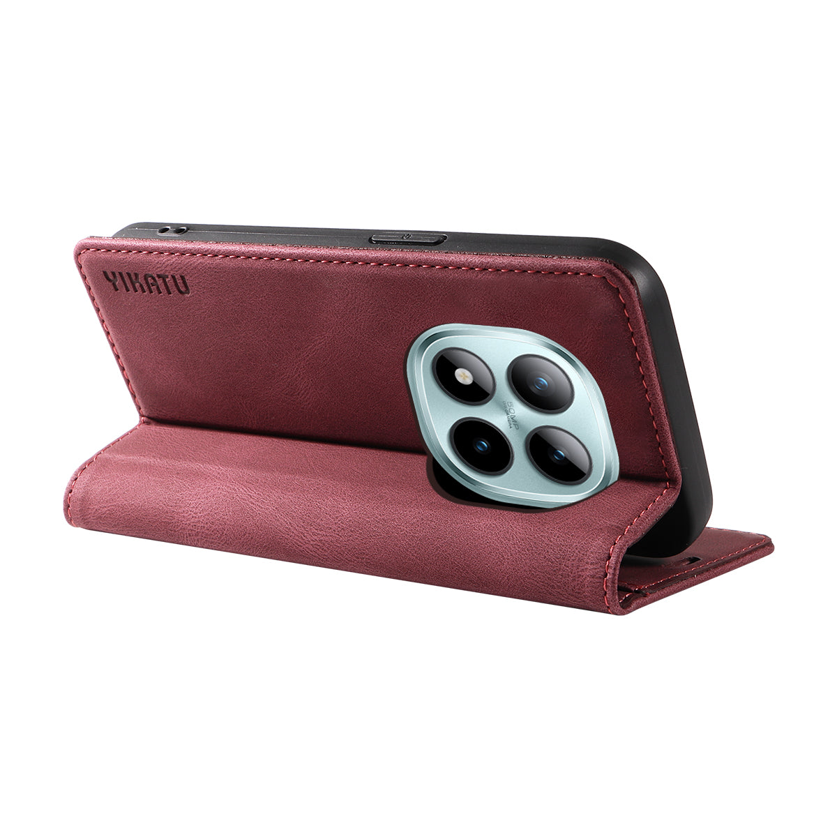 For Xiaomi Poco M8 Pro 5G / Redmi Note 15 Pro+ 5G (Global) Leather Cover YIKATU YK-004 Skin-Touch Wallet Phone Cases - Wine Red