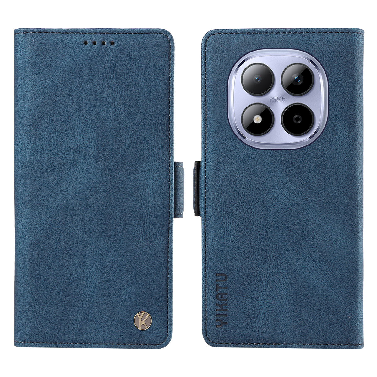 For Xiaomi Poco M8 Pro 5G / Redmi Note 15 Pro+ 5G (Global) Leather Cover YIKATU YK-004 Skin-Touch Wallet Phone Cases - Blue