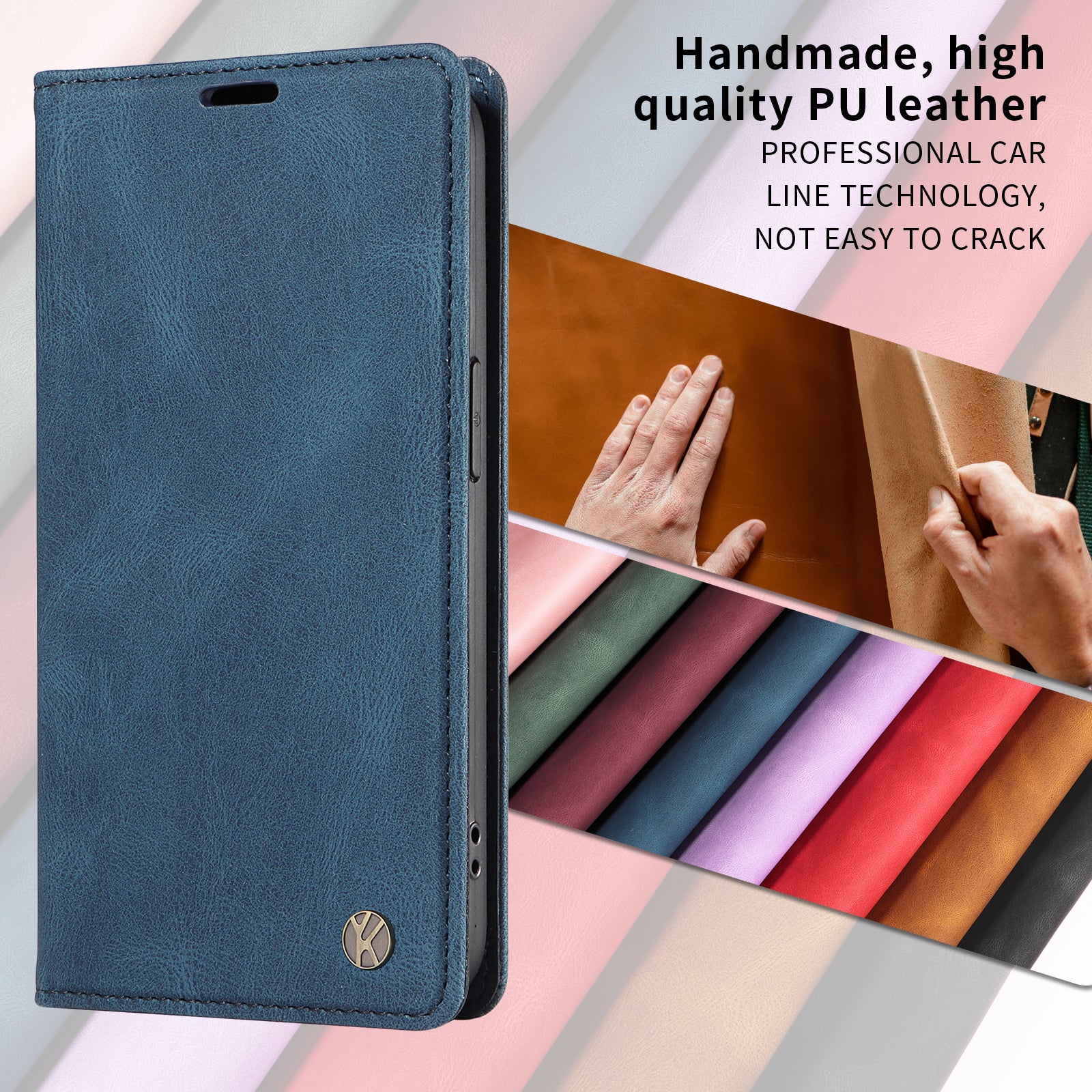 For Xiaomi Poco M8 Pro 5G / Redmi Note 15 Pro+ 5G (Global) Leather Cover YIKATU YK-004 Skin-Touch Wallet Phone Cases - Blue