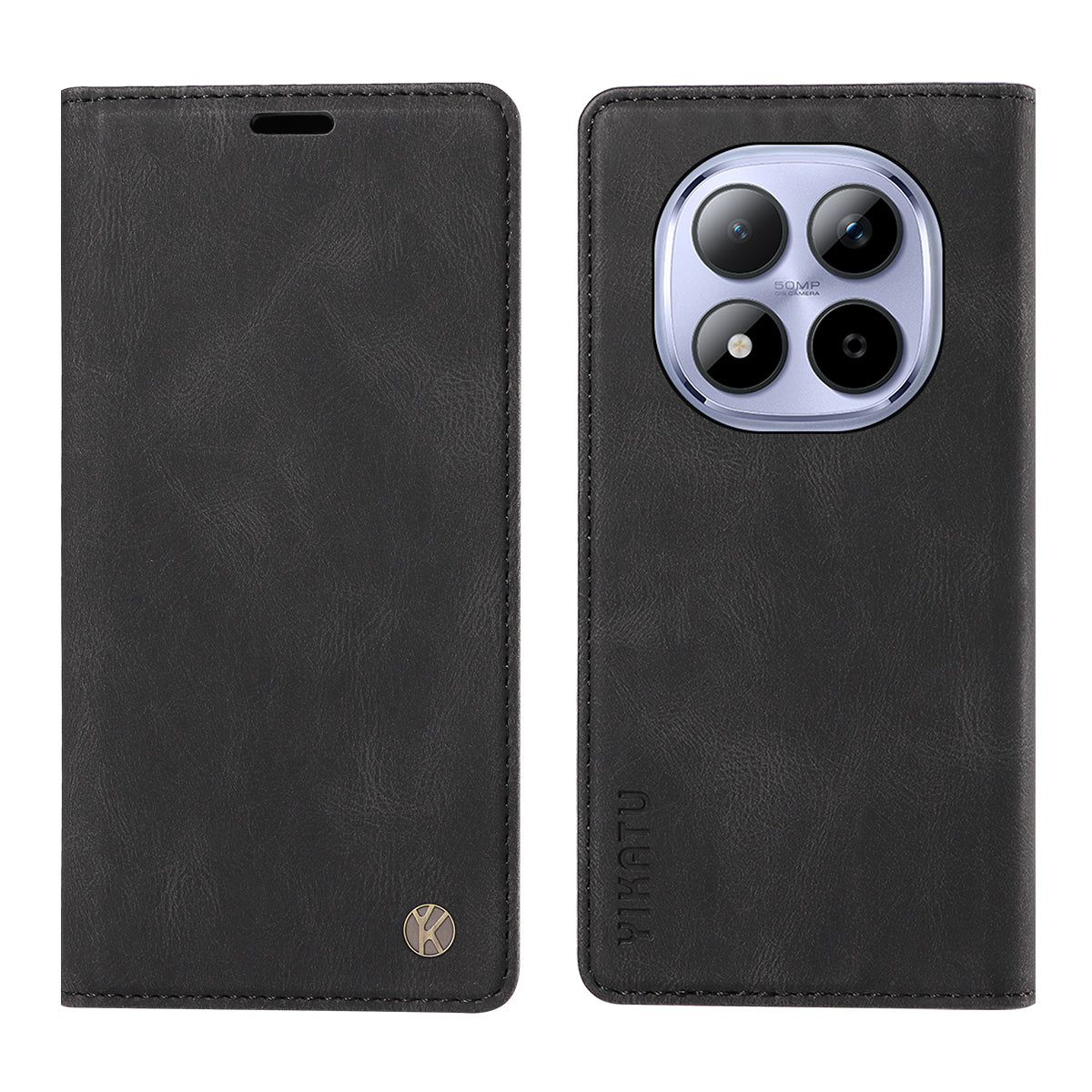For Xiaomi Redmi Note 15 Pro 5G (Global) Leather Cover YIKATU YK-004 Skin-Touch Wallet Phone Cases - Black