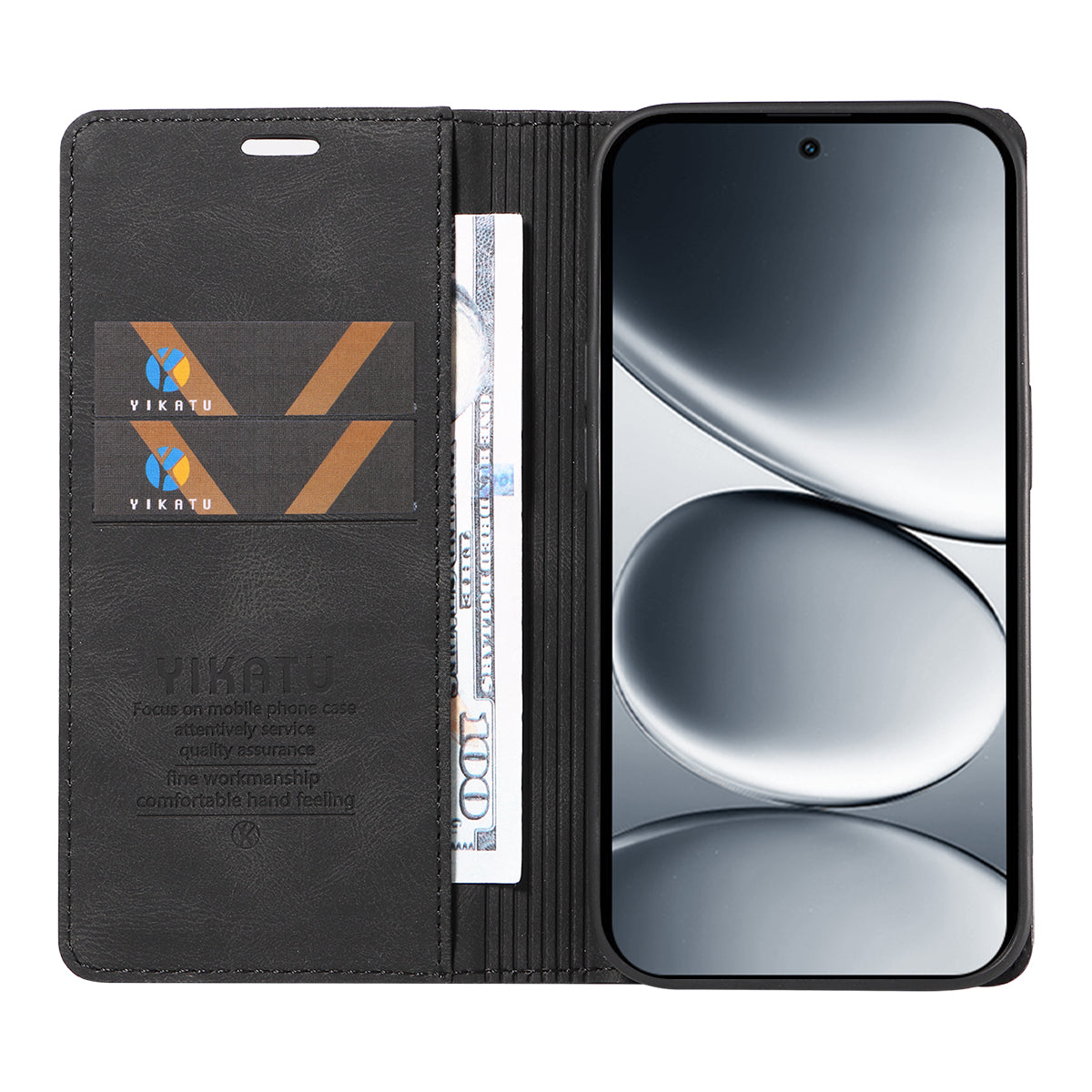 For Xiaomi Redmi Note 15 Pro 5G (Global) Leather Cover YIKATU YK-004 Skin-Touch Wallet Phone Cases - Black