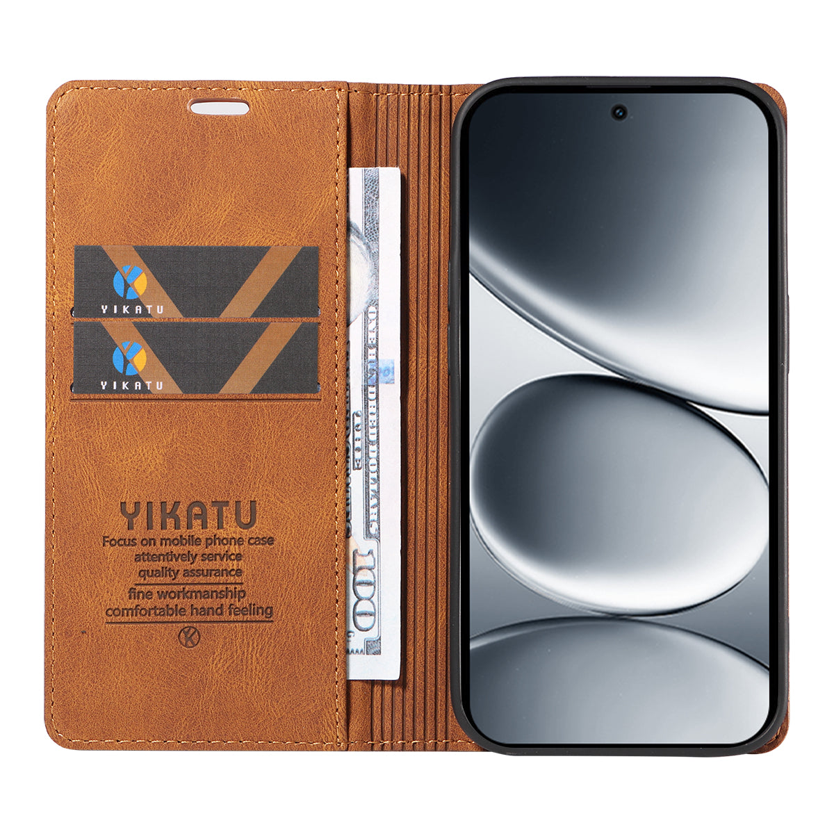 For Xiaomi Redmi Note 15 Pro 5G (Global) Leather Cover YIKATU YK-004 Skin-Touch Wallet Phone Cases - Brown