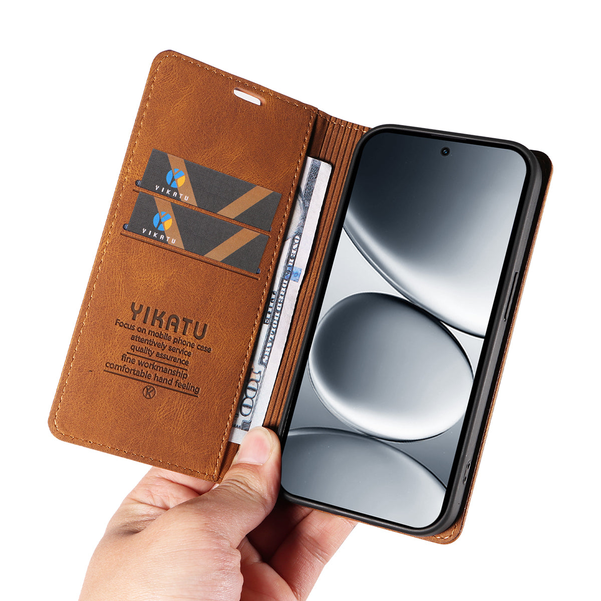 For Xiaomi Redmi Note 15 Pro 5G (Global) Leather Cover YIKATU YK-004 Skin-Touch Wallet Phone Cases - Brown