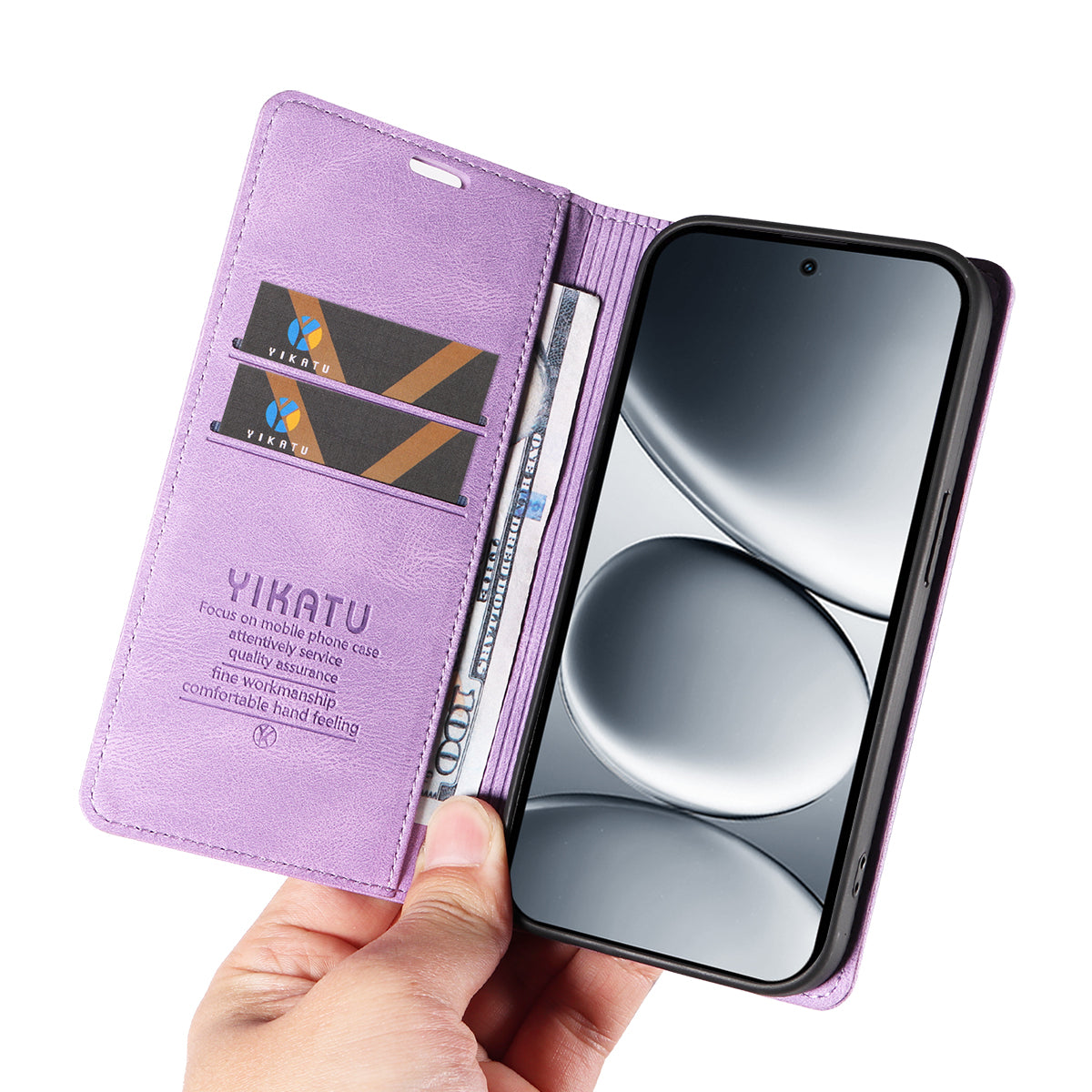 For Xiaomi Redmi Note 15 Pro 5G (Global) Leather Cover YIKATU YK-004 Skin-Touch Wallet Phone Cases - Purple
