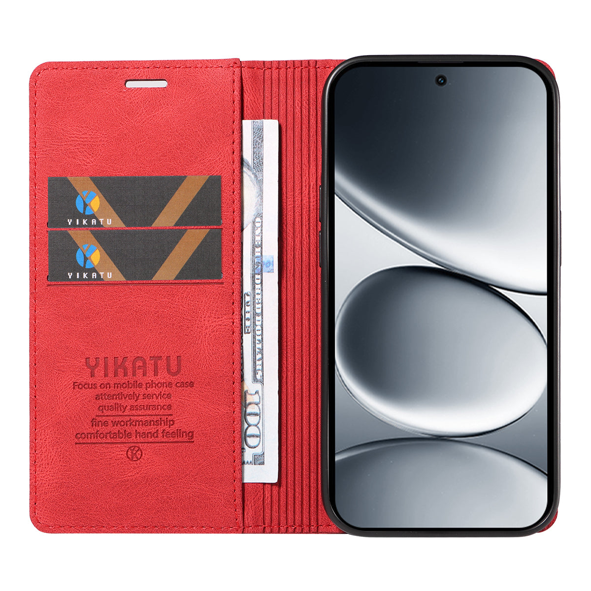 For Xiaomi Redmi Note 15 Pro 5G (Global) Leather Cover YIKATU YK-004 Skin-Touch Wallet Phone Cases -  Red