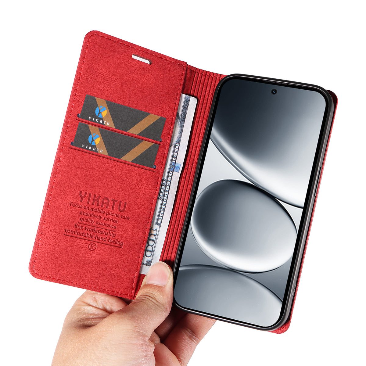 For Xiaomi Redmi Note 15 Pro 5G (Global) Leather Cover YIKATU YK-004 Skin-Touch Wallet Phone Cases -  Red