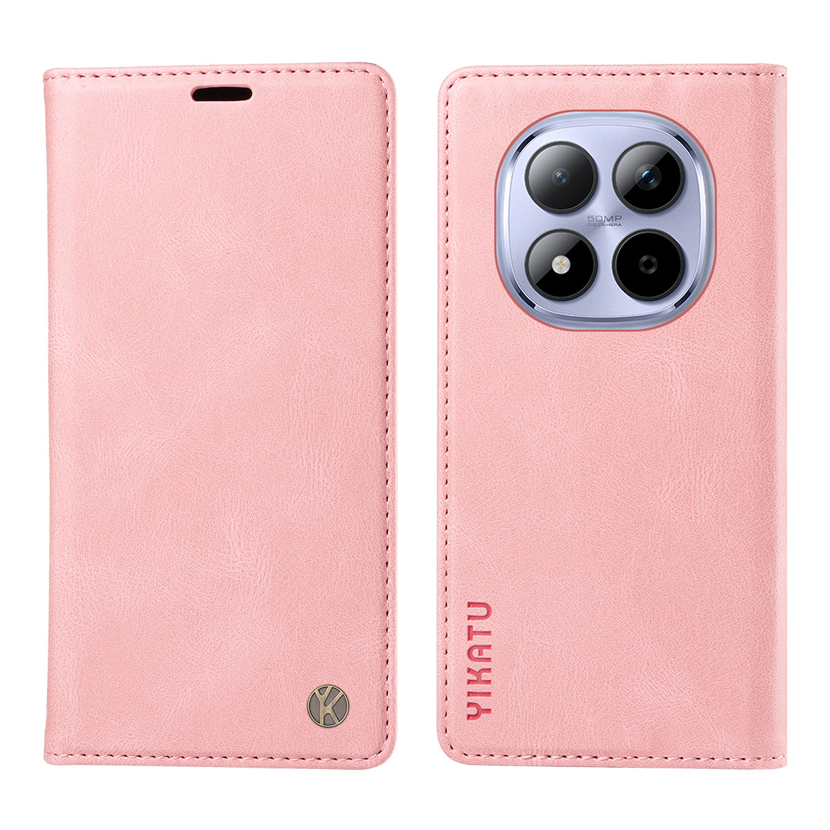 For Xiaomi Redmi Note 15 Pro 5G (Global) Leather Cover YIKATU YK-004 Skin-Touch Wallet Phone Cases - Pink