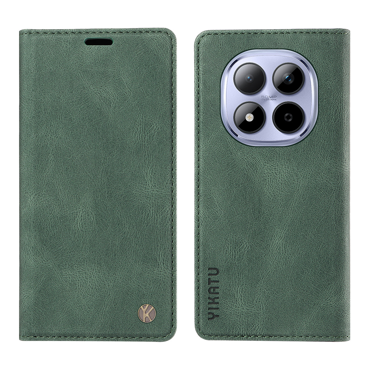 For Xiaomi Redmi Note 15 Pro 5G (Global) Leather Cover YIKATU YK-004 Skin-Touch Wallet Phone Cases - Green