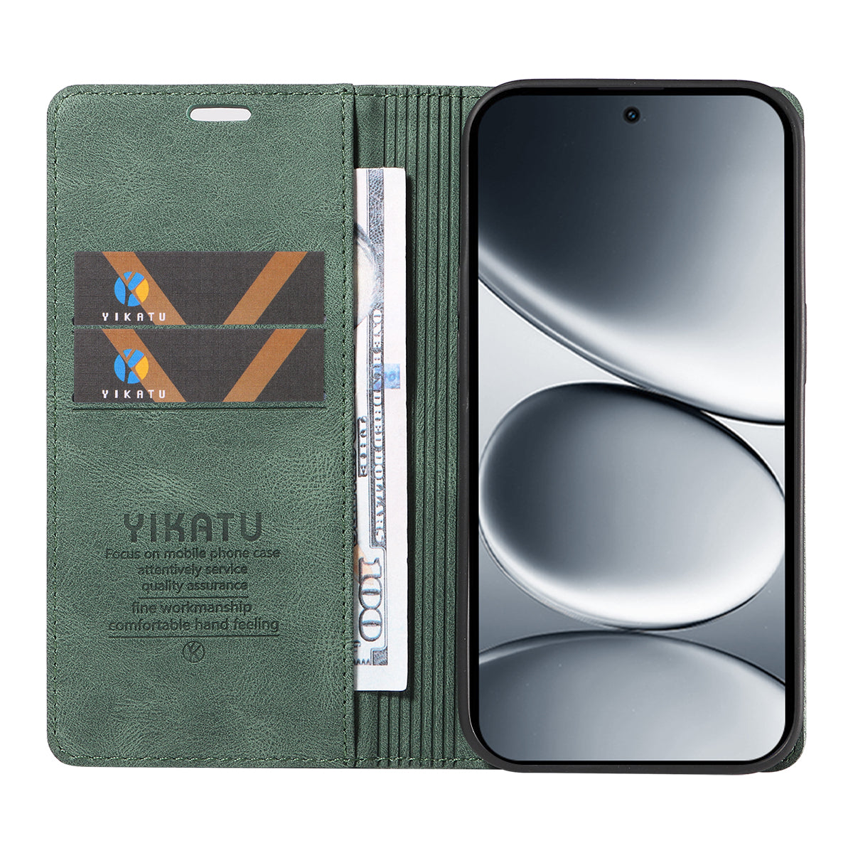 For Xiaomi Redmi Note 15 Pro 5G (Global) Leather Cover YIKATU YK-004 Skin-Touch Wallet Phone Cases - Green