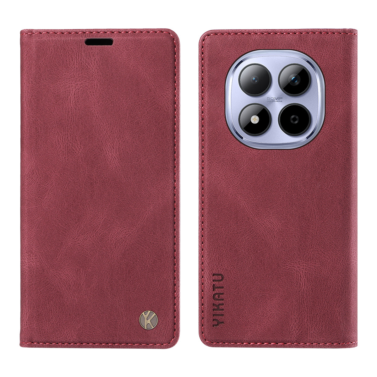 For Xiaomi Redmi Note 15 Pro 5G (Global) Leather Cover YIKATU YK-004 Skin-Touch Wallet Phone Cases - Wine Red