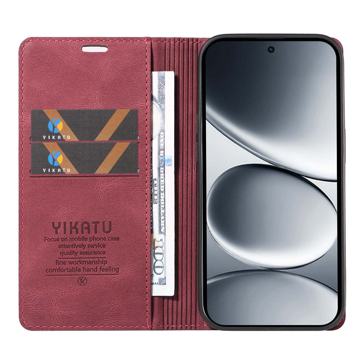 For Xiaomi Redmi Note 15 Pro 5G (Global) Leather Cover YIKATU YK-004 Skin-Touch Wallet Phone Cases - Wine Red