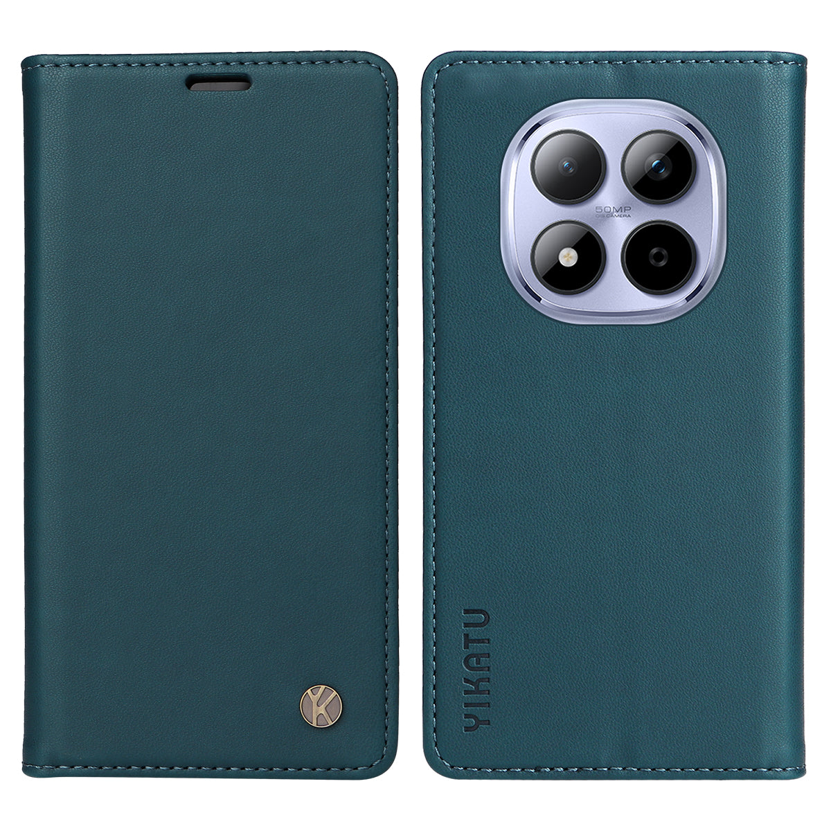 For Xiaomi Redmi Note 15 Pro 5G (Global) Phone Cases YIKATU Magnetic Closure PU Leather Mobile Cover - Green