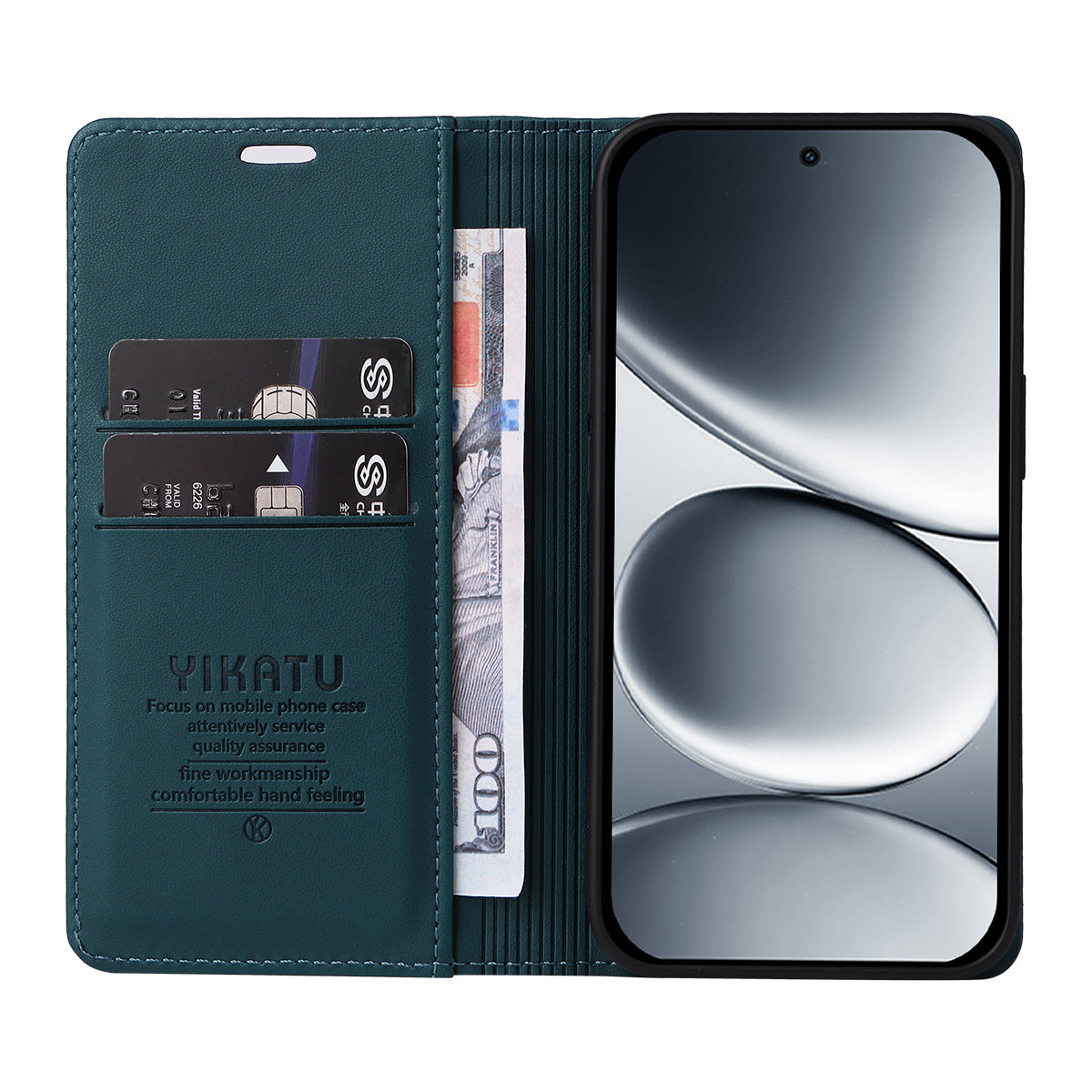 For Xiaomi Redmi Note 15 Pro 5G (Global) Phone Cases YIKATU Magnetic Closure PU Leather Mobile Cover - Green