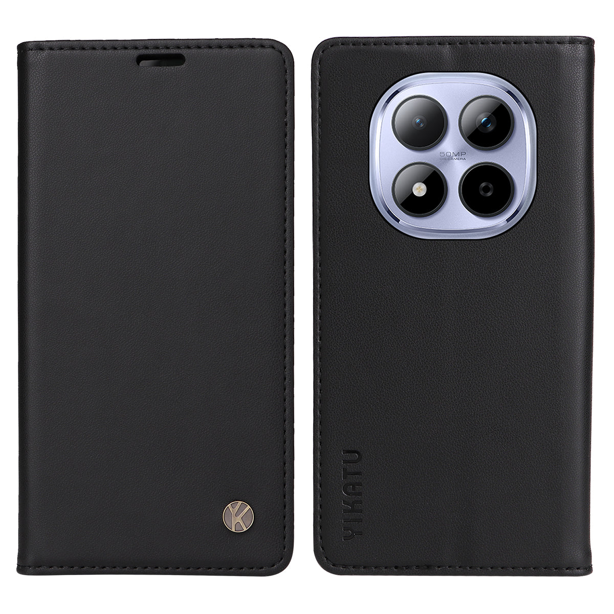For Xiaomi Redmi Note 15 Pro 5G (Global) Phone Cases YIKATU Magnetic Closure PU Leather Mobile Cover - Black
