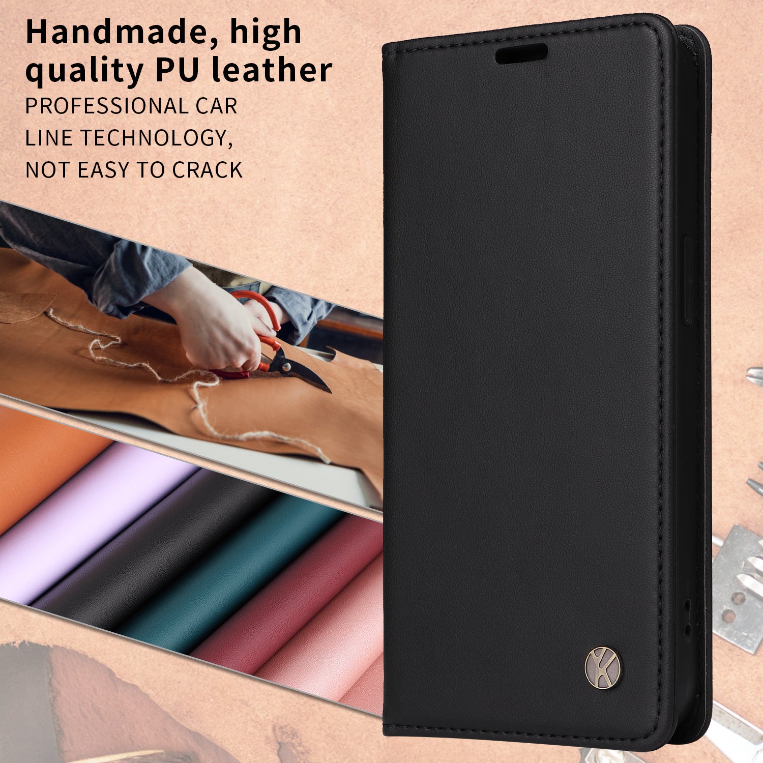 For Xiaomi Redmi Note 15 Pro 5G (Global) Phone Cases YIKATU Magnetic Closure PU Leather Mobile Cover - Black