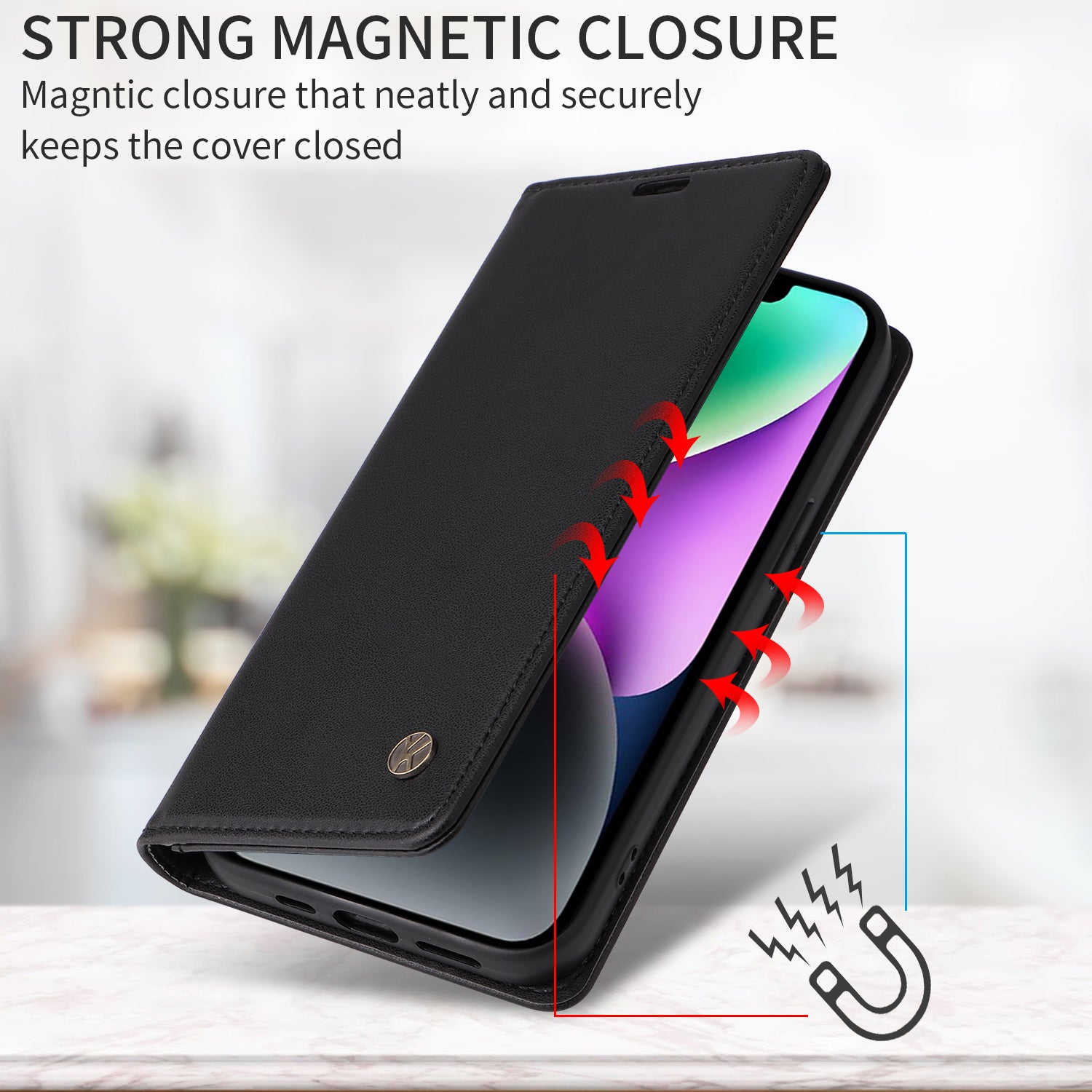 For Xiaomi Redmi Note 15 Pro 5G (Global) Phone Cases YIKATU Magnetic Closure PU Leather Mobile Cover - Black