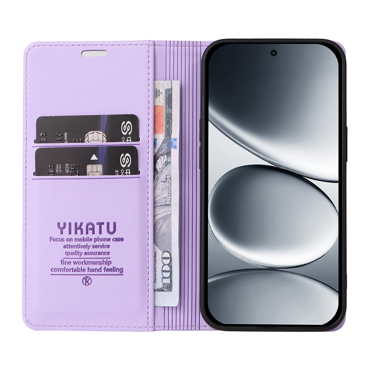 For Xiaomi Redmi Note 15 Pro 5G (Global) Phone Cases YIKATU Magnetic Closure PU Leather Mobile Cover -  Light Purple