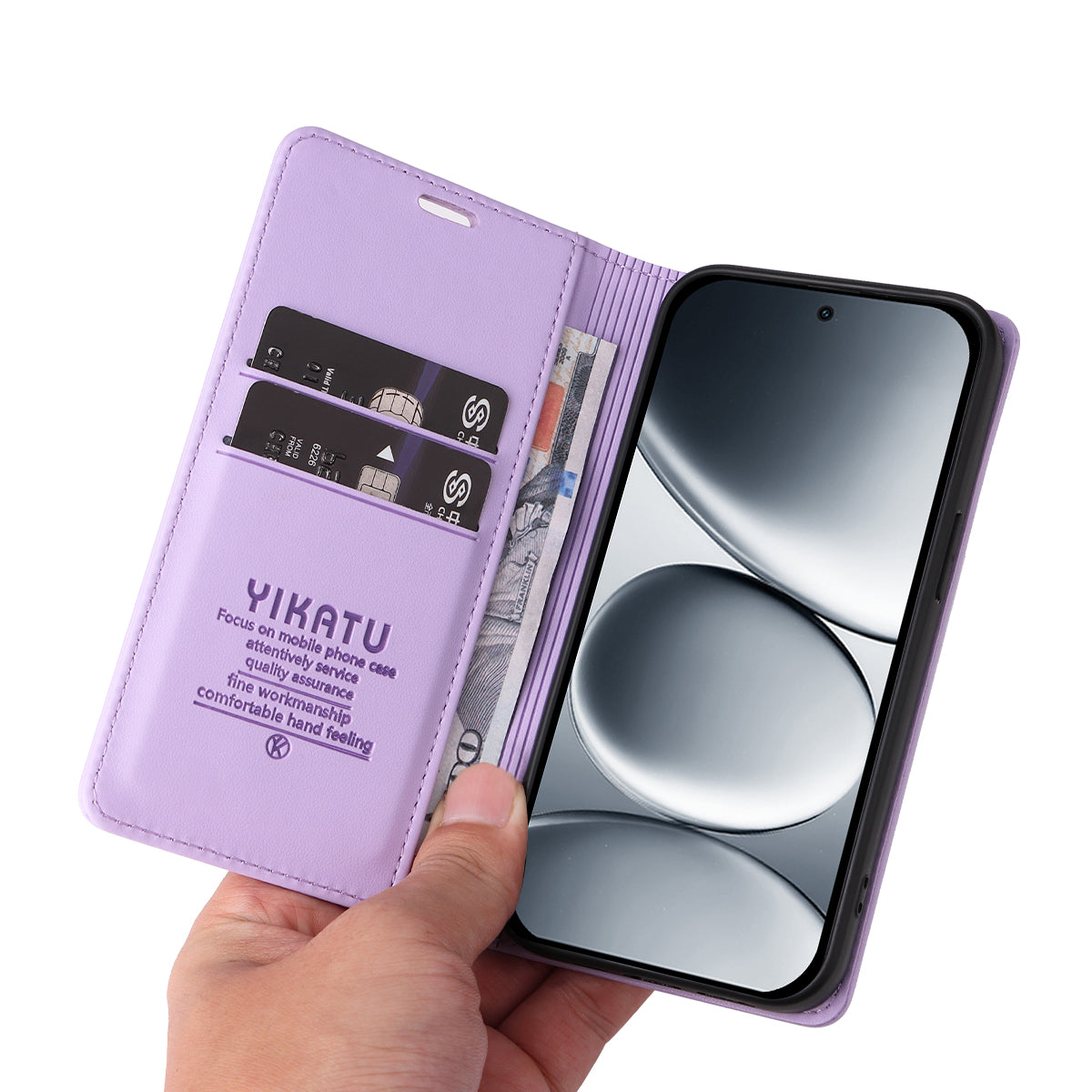 For Xiaomi Redmi Note 15 Pro 5G (Global) Phone Cases YIKATU Magnetic Closure PU Leather Mobile Cover -  Light Purple