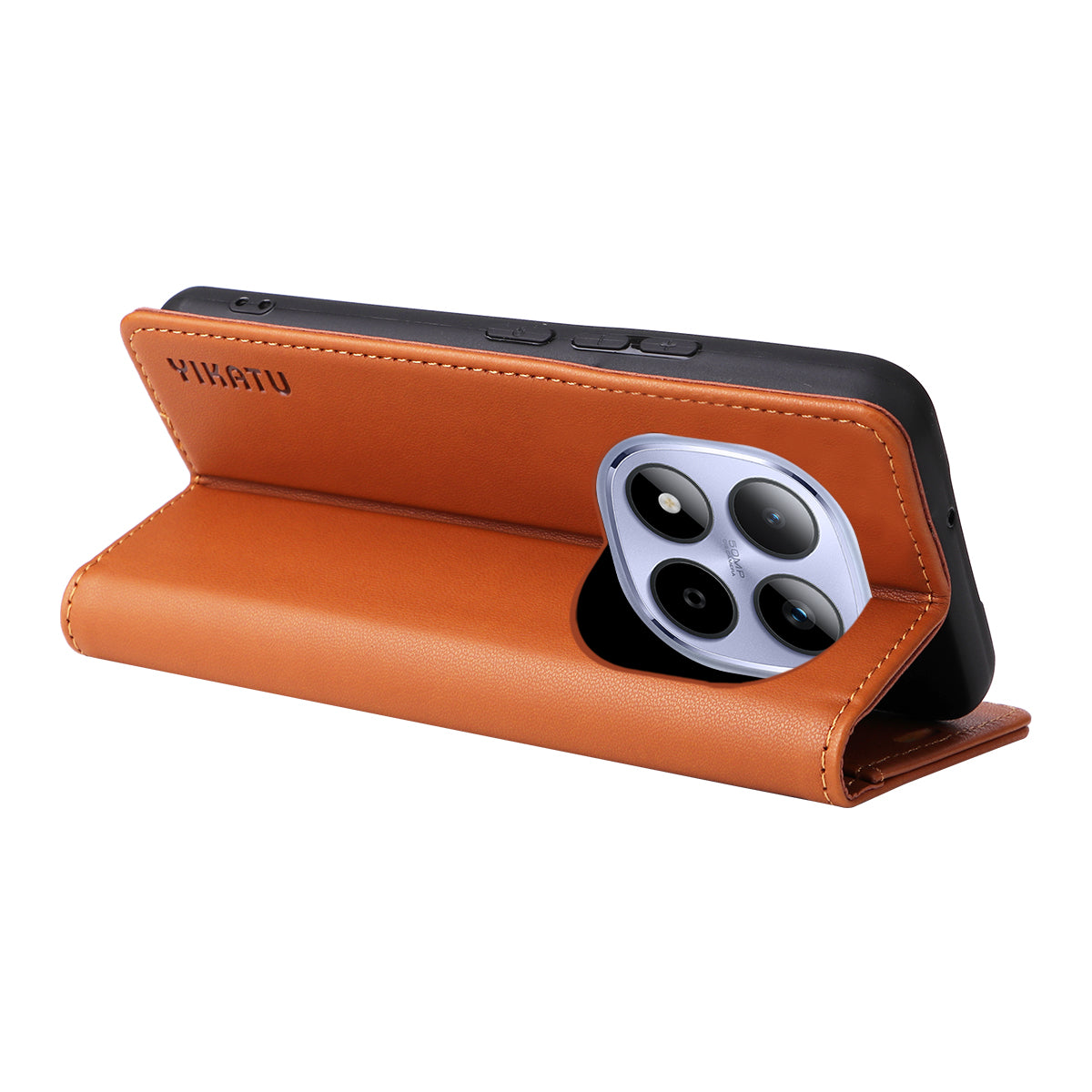 For Xiaomi Redmi Note 15 Pro 5G (Global) Phone Cases YIKATU Magnetic Closure PU Leather Mobile Cover - Brown