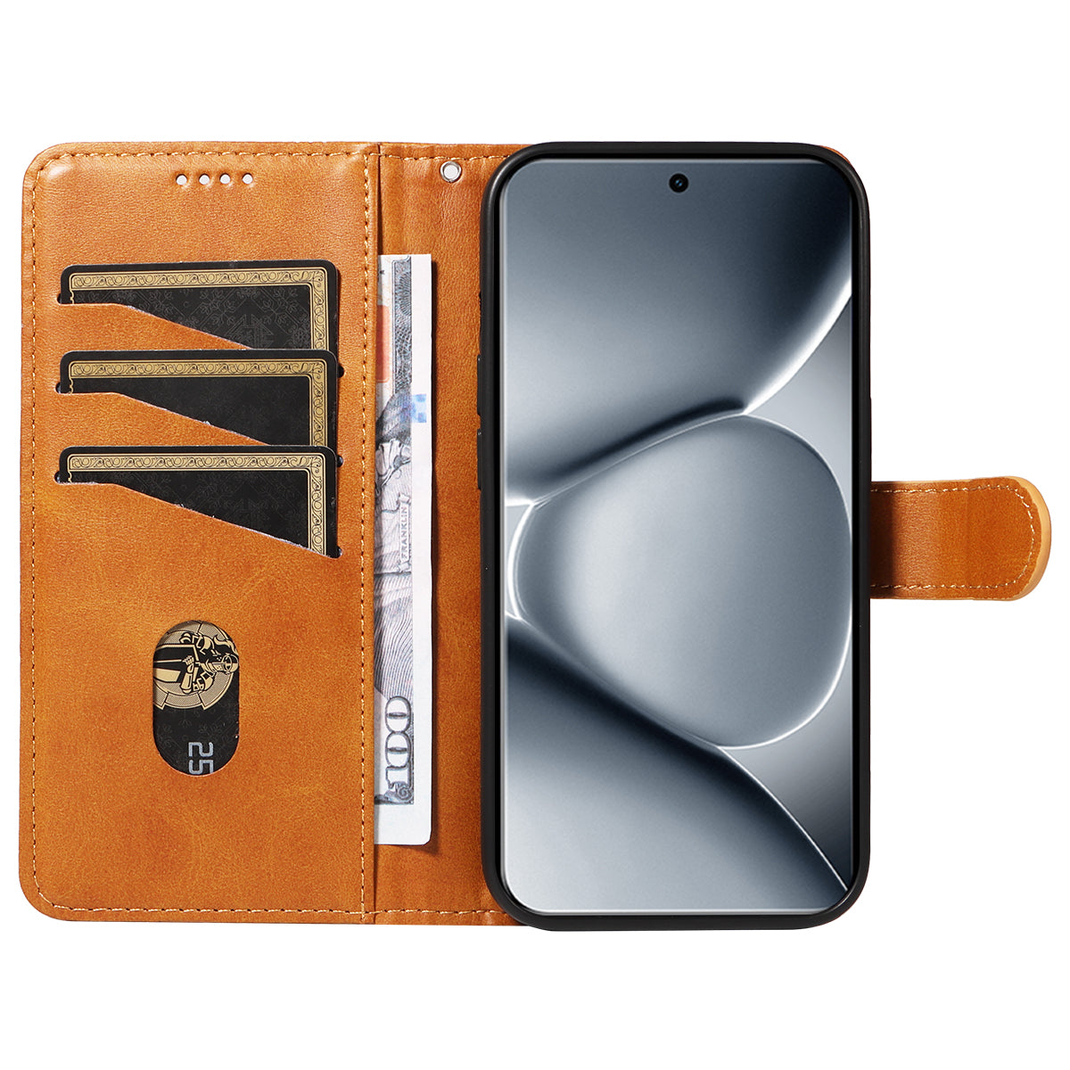 For Xiaomi Poco M8 Pro 5G / Redmi Note 15 Pro+ 5G (Global) Wallet Case T-Shape Lines Leather Phone Cover Stand - Brown